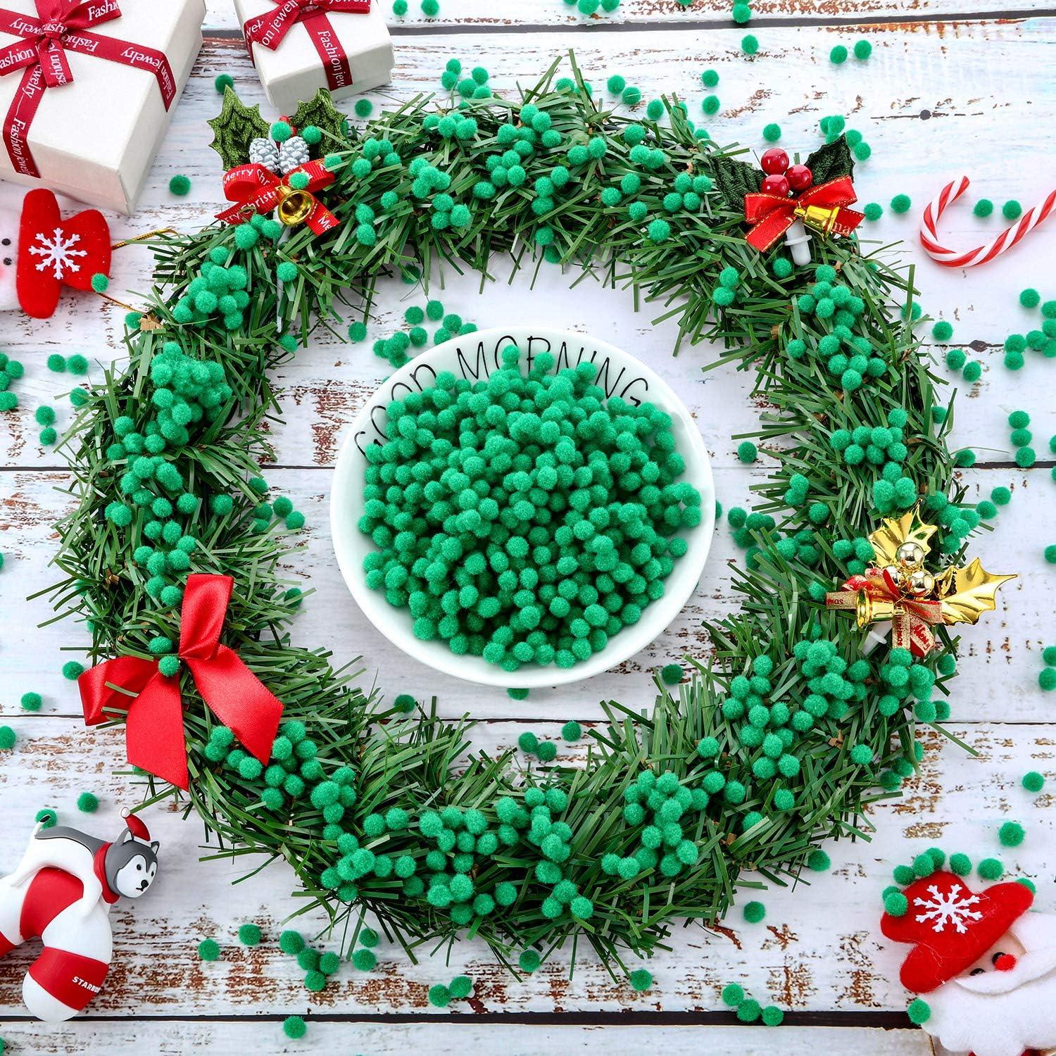 imageShappy 2000 Pieces 6 mm Pom Poms Christmas for Craft Making Christmas Holiday Costume Pom Balls Hobby Supplies and DIY Creative Crafts DecorationsGreen
