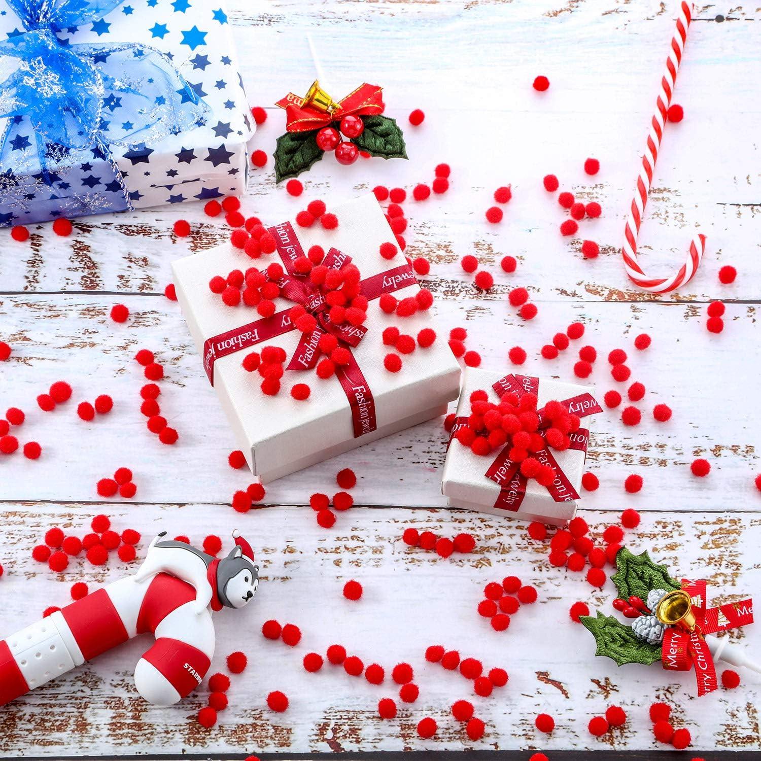 imageShappy 2000 Pieces 6 mm Pom Poms Christmas for Craft Making Christmas Holiday Costume Pom Balls Hobby Supplies and DIY Creative Crafts DecorationsRed