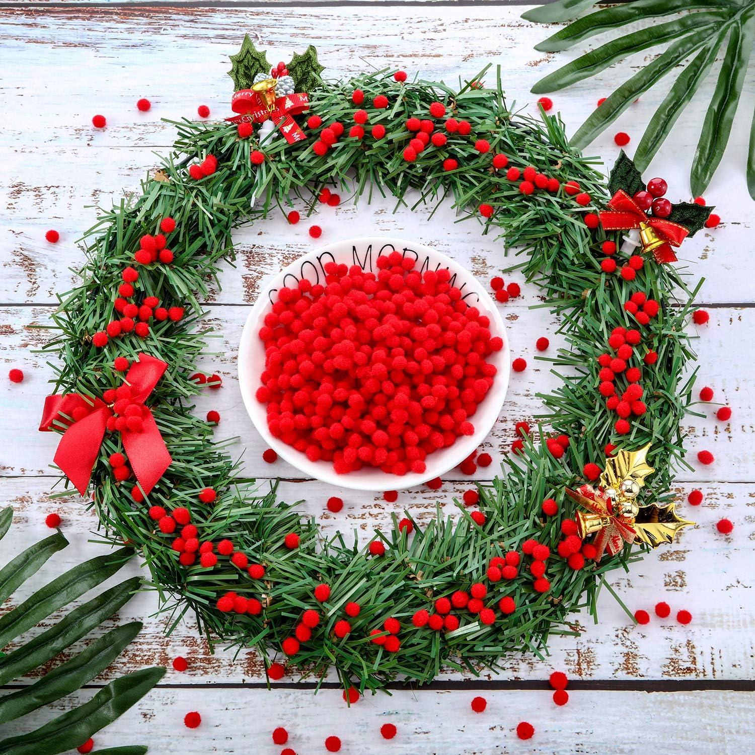 imageShappy 2000 Pieces 6 mm Pom Poms Christmas for Craft Making Christmas Holiday Costume Pom Balls Hobby Supplies and DIY Creative Crafts DecorationsRed