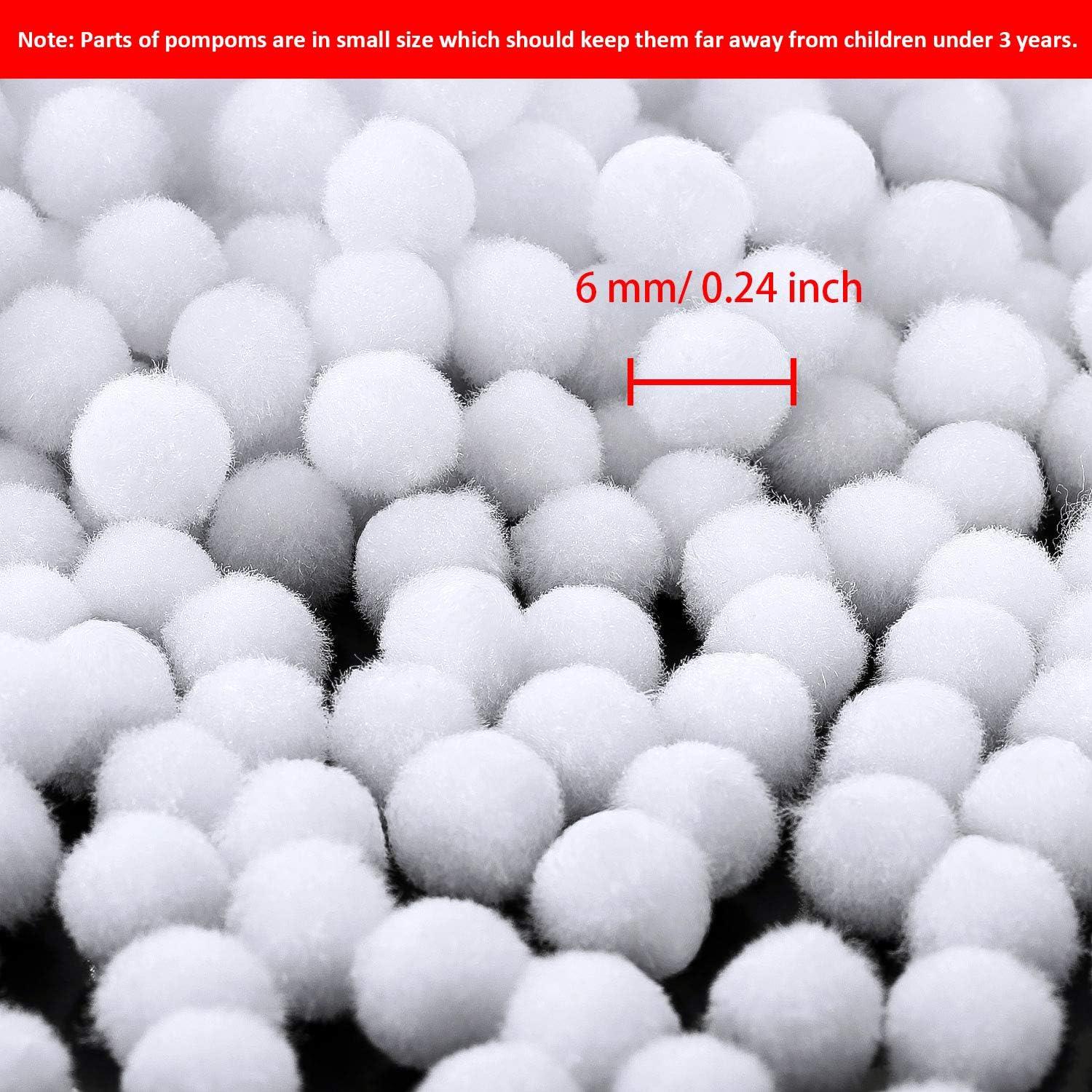 imageShappy 2000 Pieces 6 mm Pom Poms Christmas for Craft Making Christmas Holiday Costume Pom Balls Hobby Supplies and DIY Creative Crafts DecorationsWhite