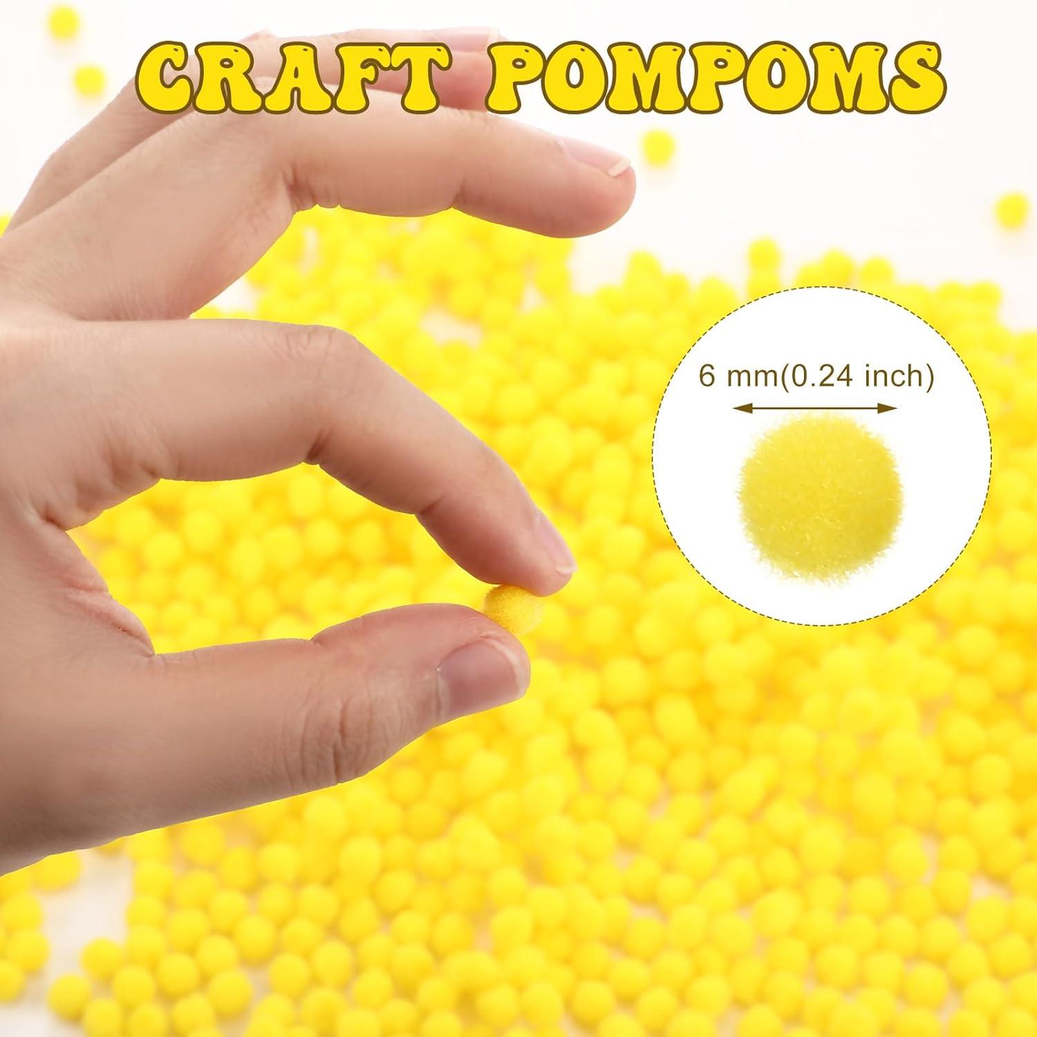 imageShappy 2000 Pieces 6 mm Pom Poms Christmas for Craft Making Christmas Holiday Costume Pom Balls Hobby Supplies and DIY Creative Crafts DecorationsYellow