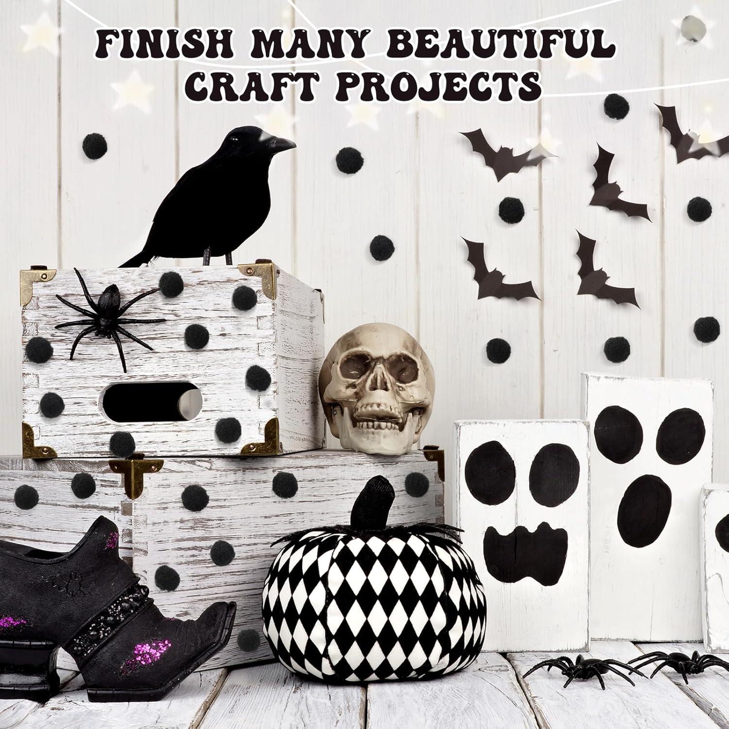 imageShappy 500 Pieces 1 Inch Pom Pom Crafts Balls for DIY Creative Pompoms Decorations Project Hobby Supplies Party DecorationsYellowBlack