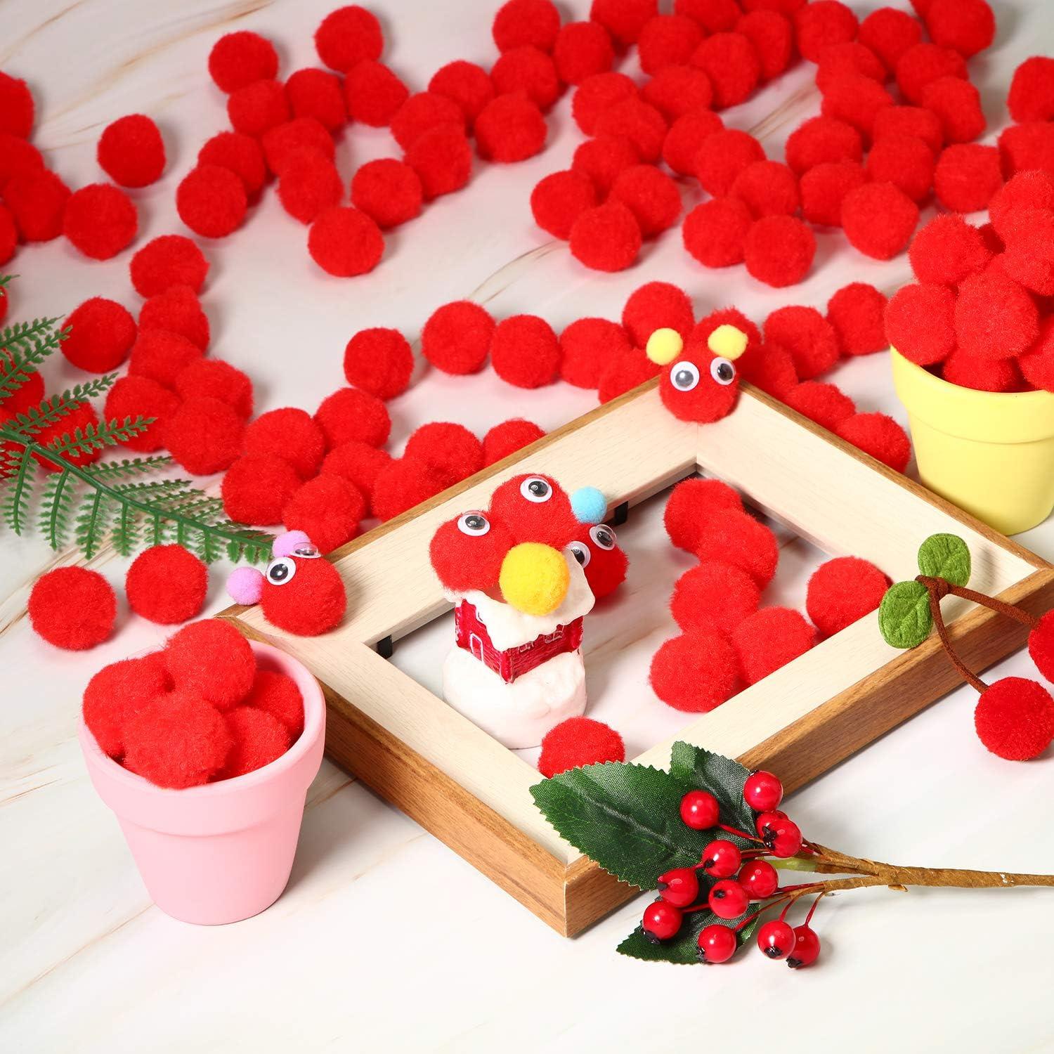 imageShappy 500 Pieces 1 Inch Pom Pom Crafts Balls for DIY Creative Pompoms Decorations Project Hobby Supplies Party DecorationsYellowRed