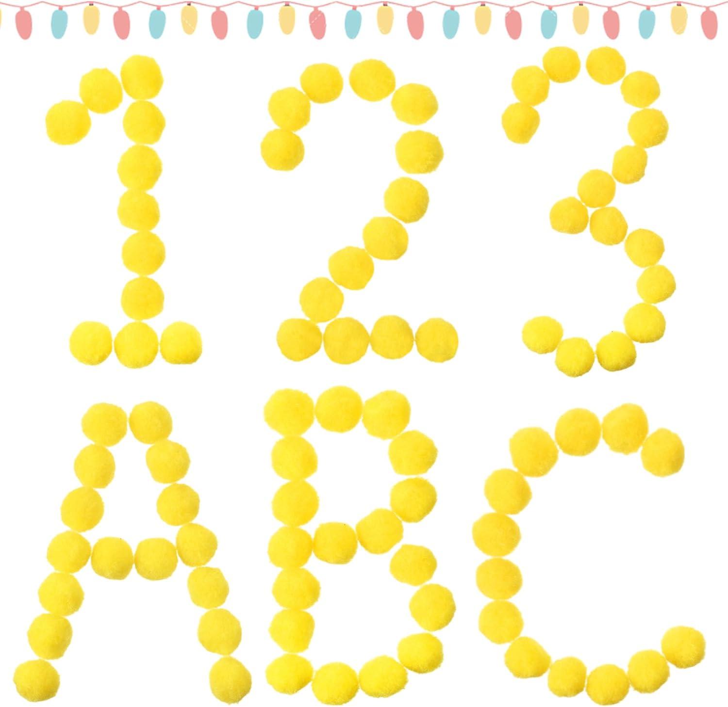 imageShappy 500 Pieces 1 Inch Pom Pom Crafts Balls for DIY Creative Pompoms Decorations Project Hobby Supplies Party DecorationsYellowYellow