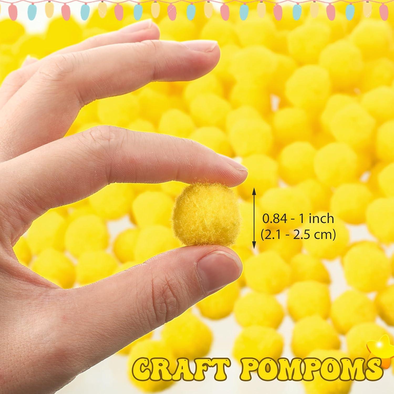 imageShappy 500 Pieces 1 Inch Pom Pom Crafts Balls for DIY Creative Pompoms Decorations Project Hobby Supplies Party DecorationsYellowYellow