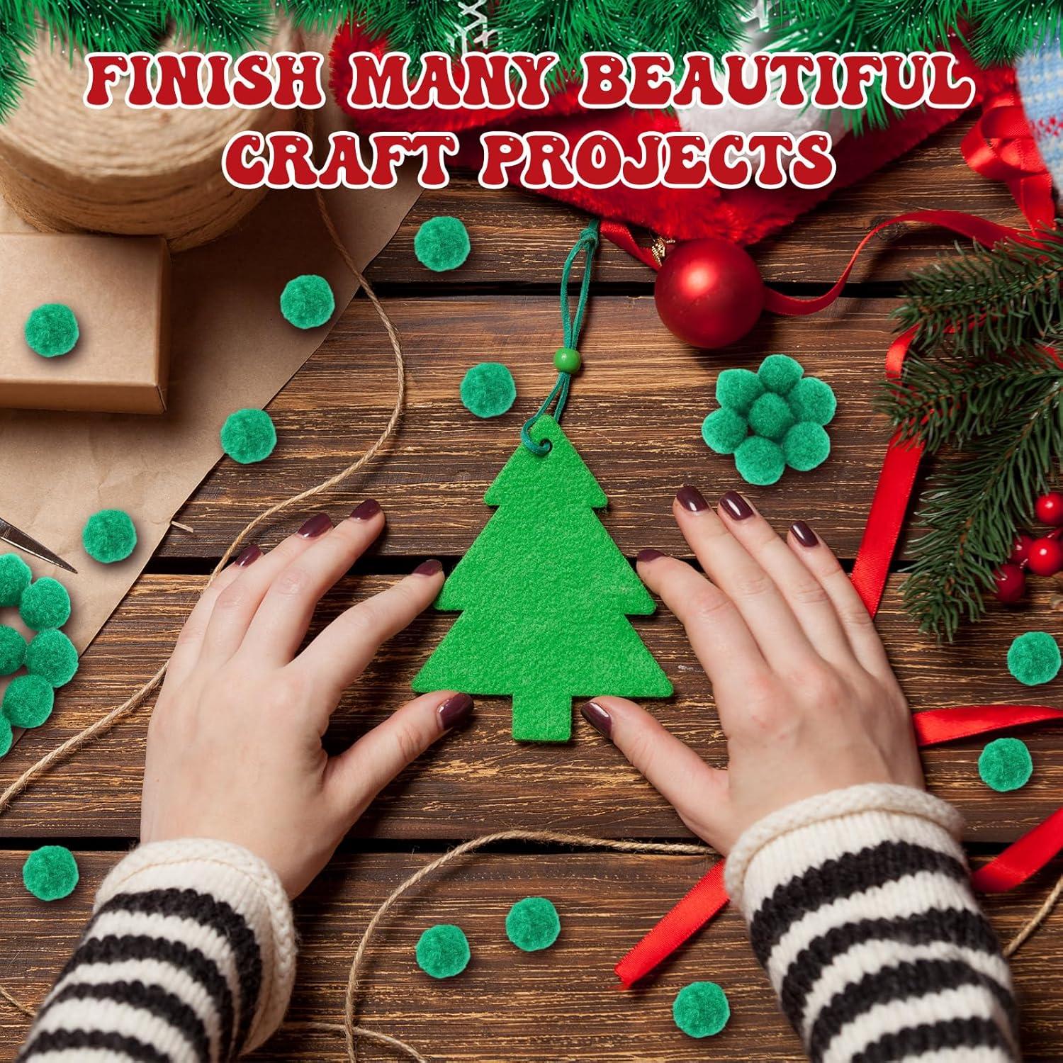 imageShappy 500 Pieces 1 Inch Pom Pom Crafts Balls for DIY Creative Pompoms Decorations Project Hobby Supplies Party DecorationsLight BlueChristmas Green