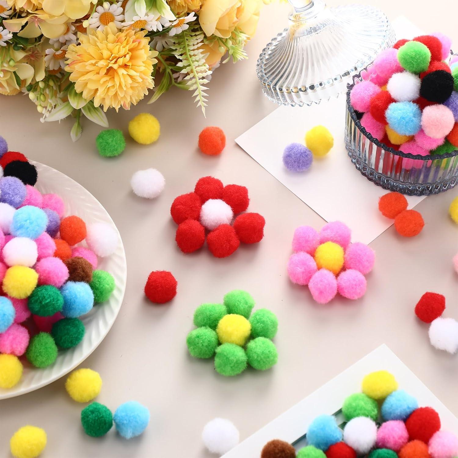 imageShappy 500 Pieces 1 Inch Pom Pom Crafts Balls for DIY Creative Pompoms Decorations Project Hobby Supplies Party DecorationsLight BlueColorful