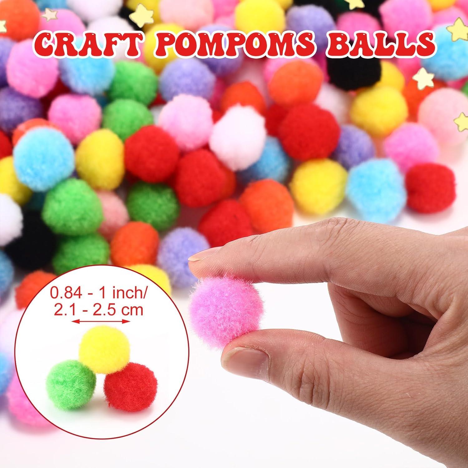 imageShappy 500 Pieces 1 Inch Pom Pom Crafts Balls for DIY Creative Pompoms Decorations Project Hobby Supplies Party DecorationsLight BlueColorful