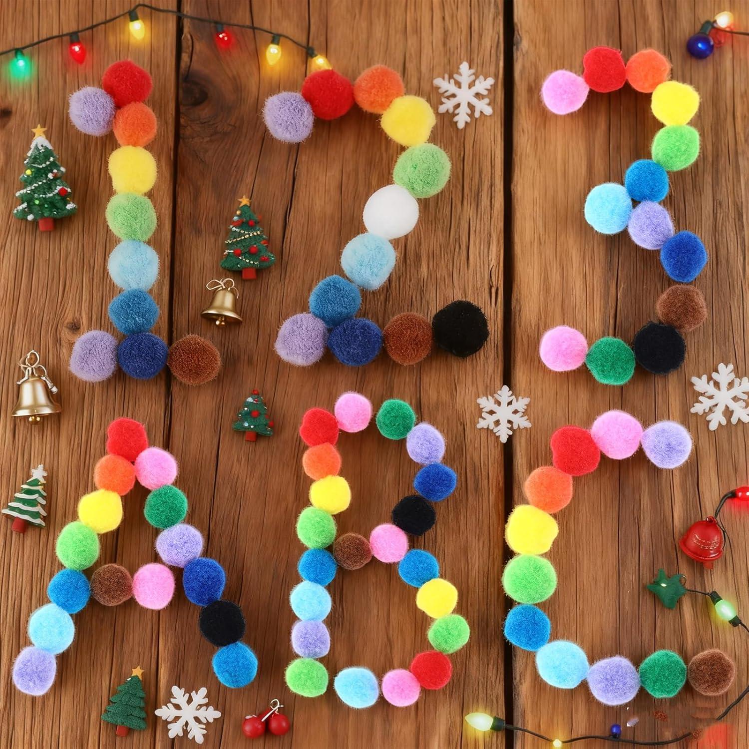 imageShappy 500 Pieces 1 Inch Pom Pom Crafts Balls for DIY Creative Pompoms Decorations Project Hobby Supplies Party DecorationsLight BlueColorful