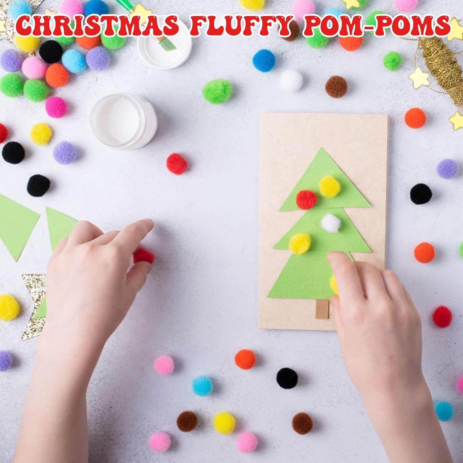 imageShappy 500 Pieces 1 Inch Pom Pom Crafts Balls for DIY Creative Pompoms Decorations Project Hobby Supplies Party DecorationsLight BlueColorful