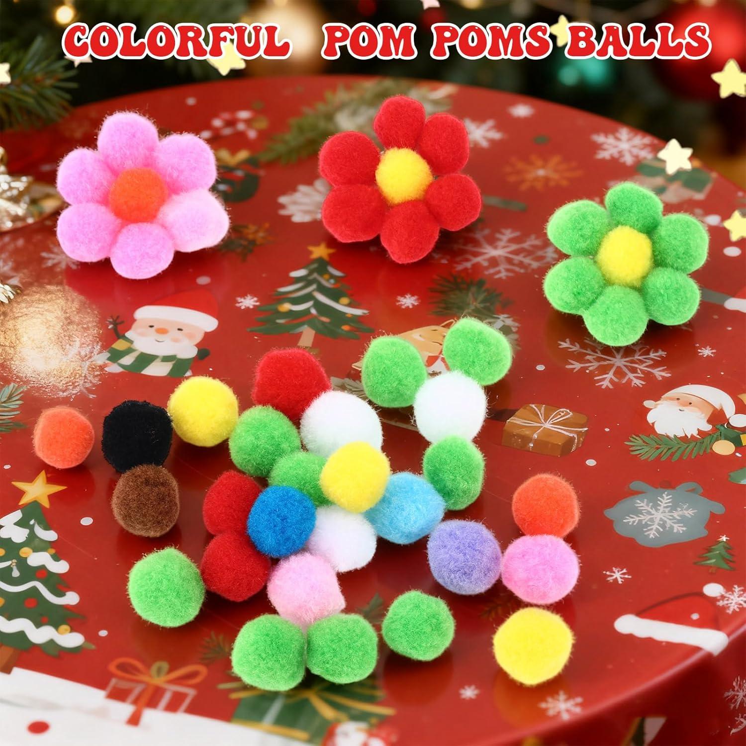 imageShappy 500 Pieces 1 Inch Pom Pom Crafts Balls for DIY Creative Pompoms Decorations Project Hobby Supplies Party DecorationsLight BlueColorful