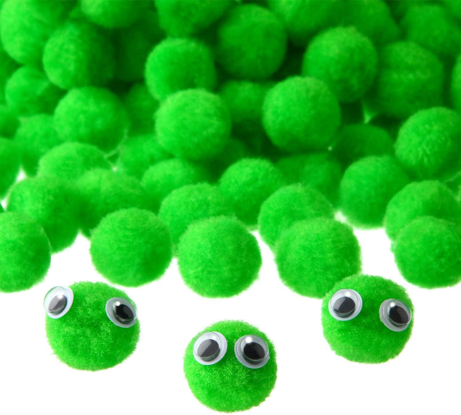 imageShappy 500 Pieces 1 Inch Pom Pom Crafts Balls for DIY Creative Pompoms Decorations Project Hobby Supplies Party DecorationsLight BlueFruit Green