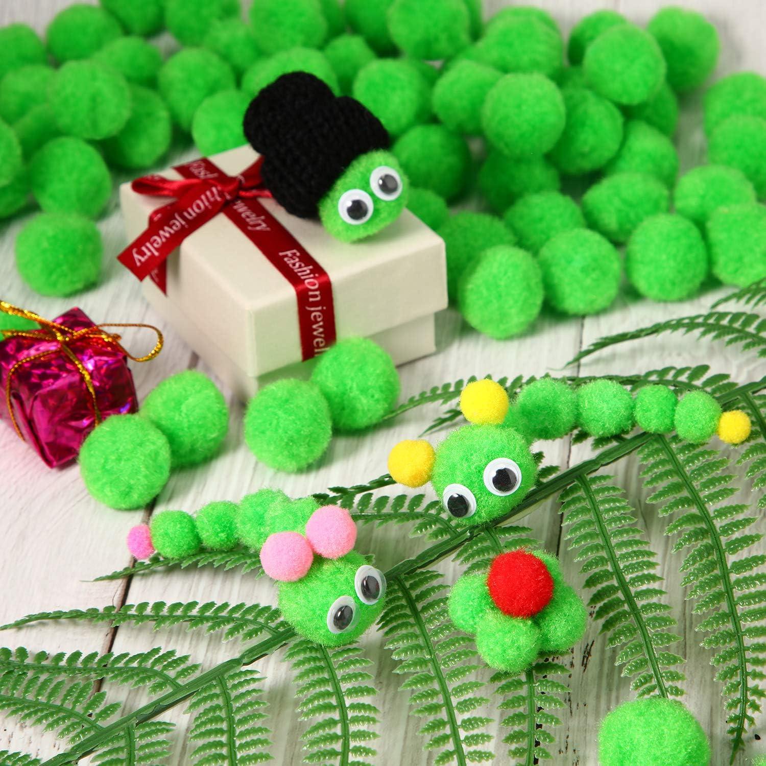 imageShappy 500 Pieces 1 Inch Pom Pom Crafts Balls for DIY Creative Pompoms Decorations Project Hobby Supplies Party DecorationsLight BlueFruit Green