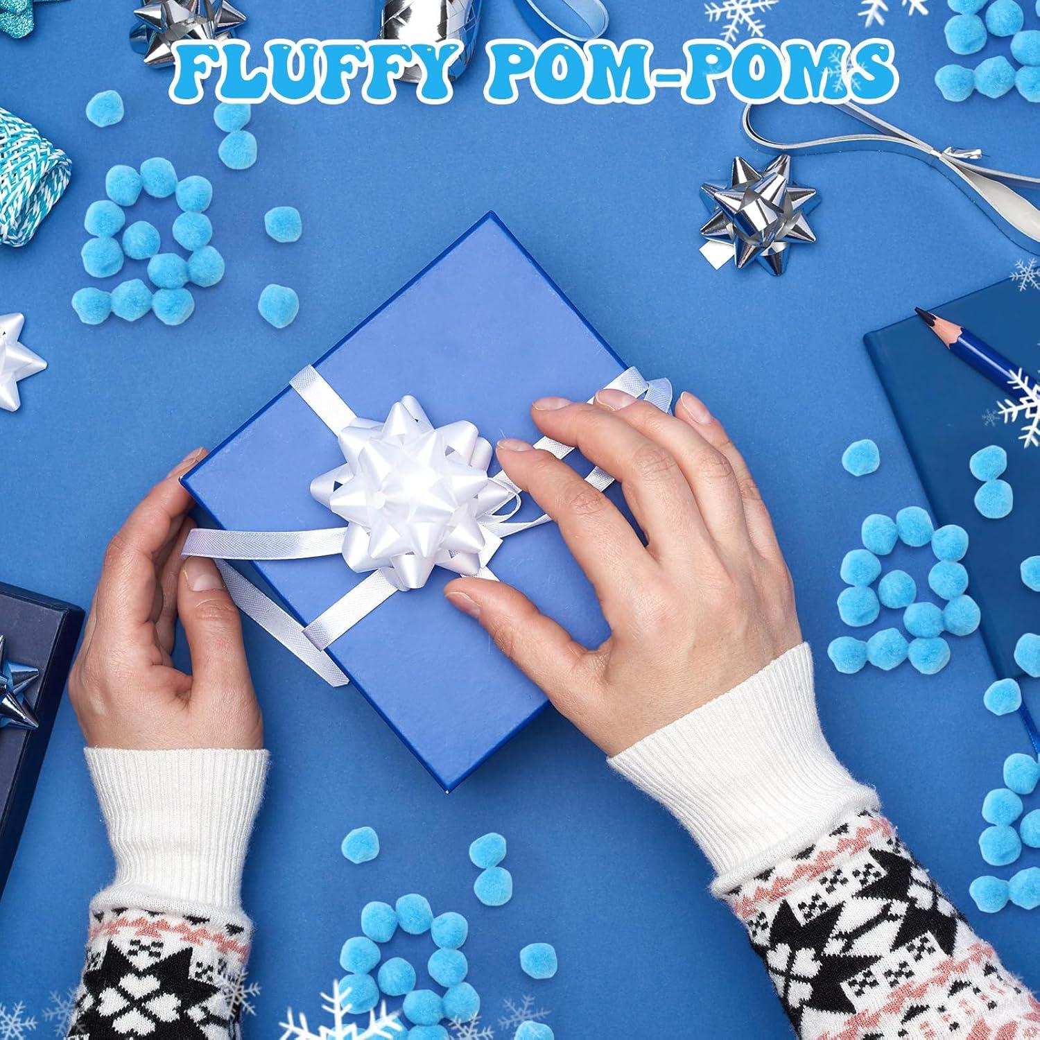 imageShappy 500 Pieces 1 Inch Pom Pom Crafts Balls for DIY Creative Pompoms Decorations Project Hobby Supplies Party DecorationsLight BlueLight Blue