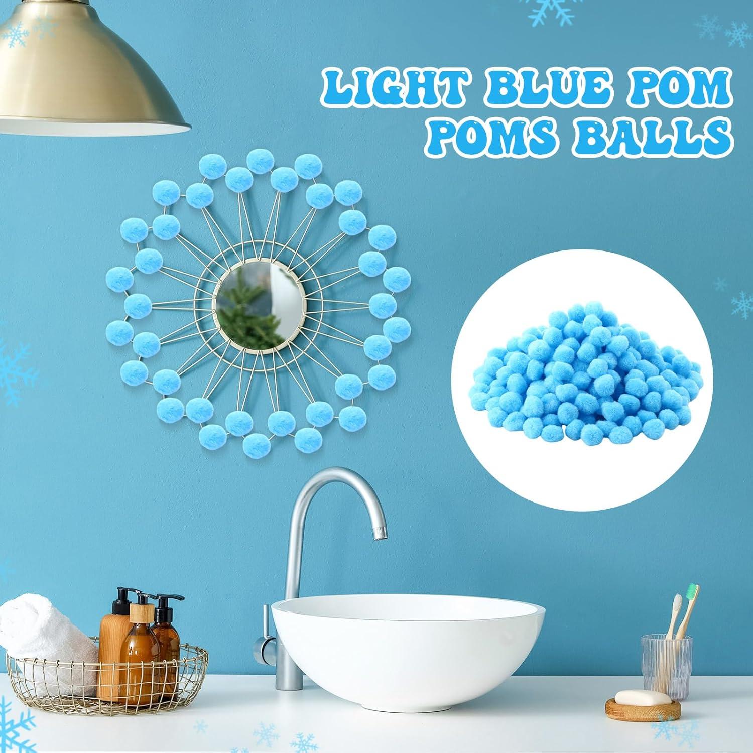 imageShappy 500 Pieces 1 Inch Pom Pom Crafts Balls for DIY Creative Pompoms Decorations Project Hobby Supplies Party DecorationsLight BlueLight Blue