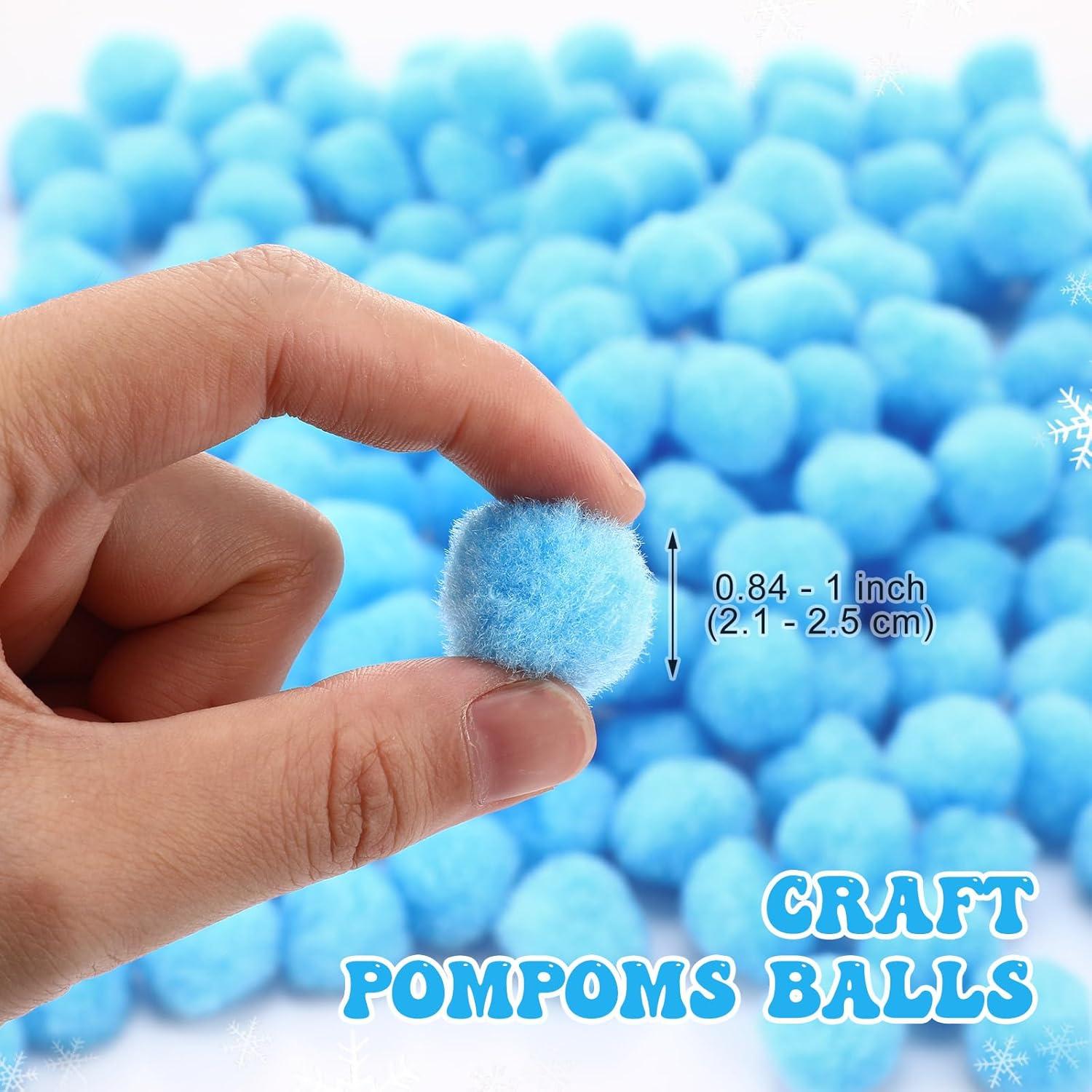 imageShappy 500 Pieces 1 Inch Pom Pom Crafts Balls for DIY Creative Pompoms Decorations Project Hobby Supplies Party DecorationsLight BlueLight Blue