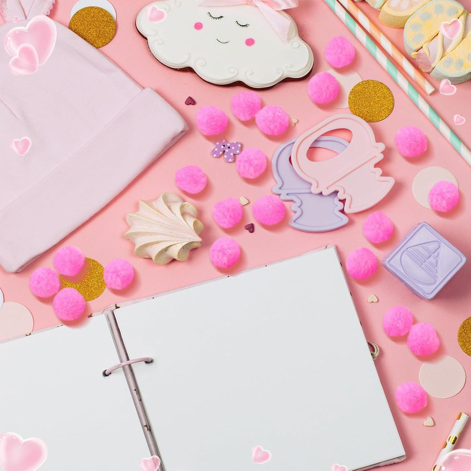 imageShappy 500 Pieces 1 Inch Pom Pom Crafts Balls for DIY Creative Pompoms Decorations Project Hobby Supplies Party DecorationsLight BluePink