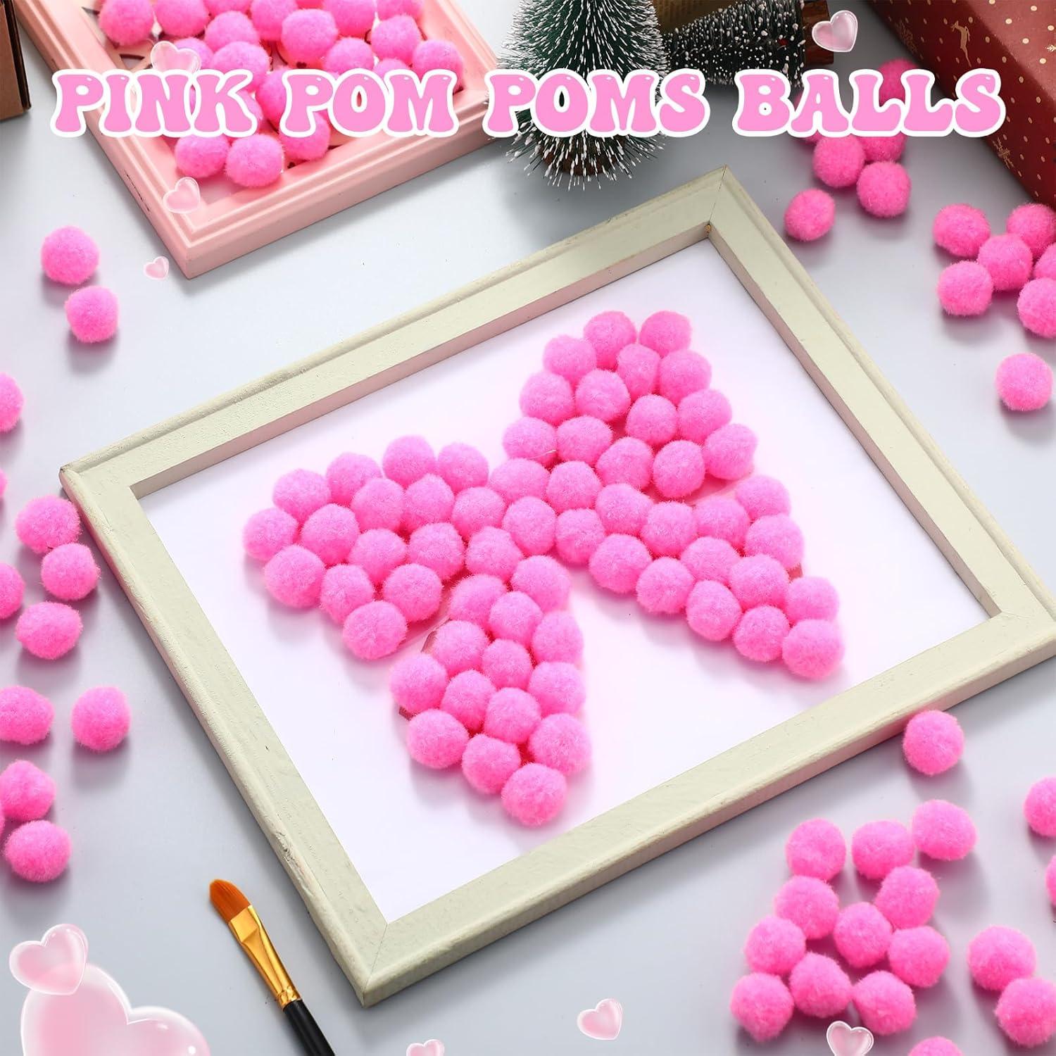 imageShappy 500 Pieces 1 Inch Pom Pom Crafts Balls for DIY Creative Pompoms Decorations Project Hobby Supplies Party DecorationsLight BluePink