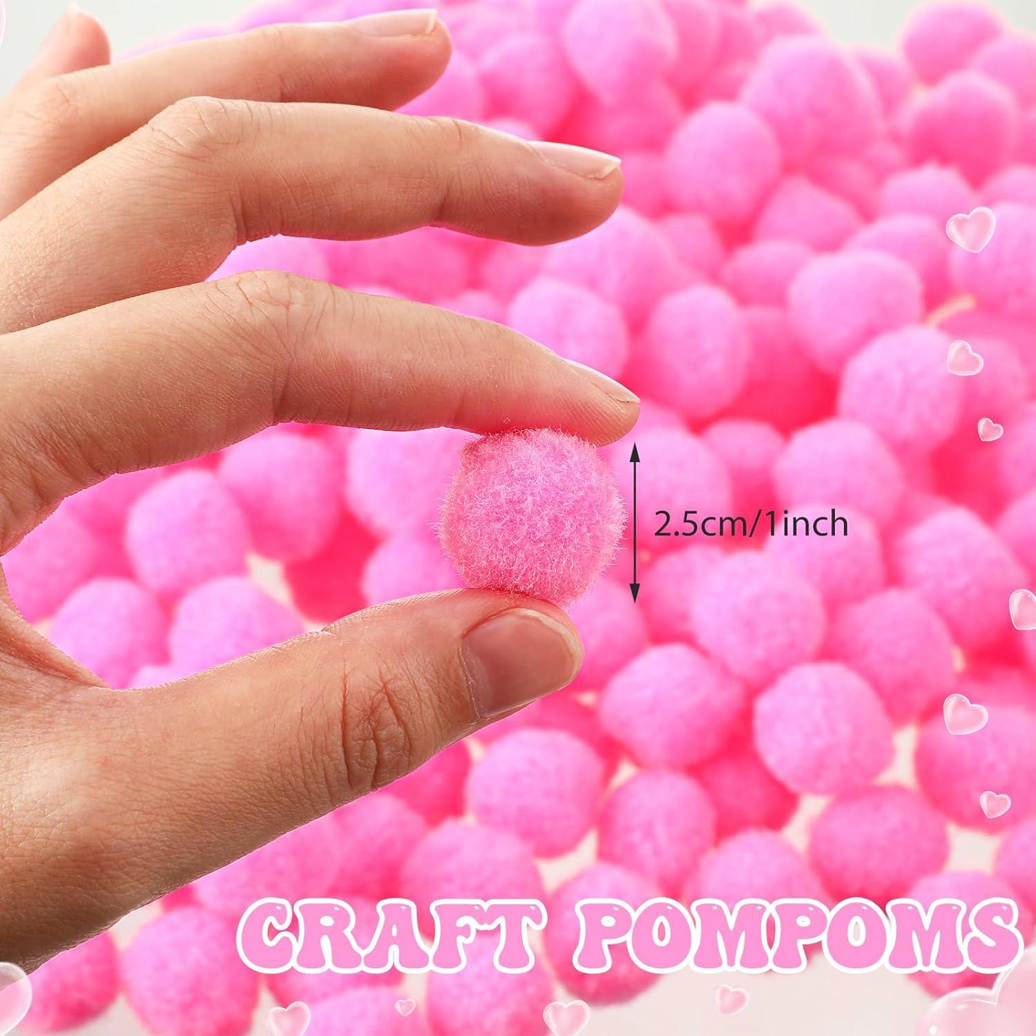 imageShappy 500 Pieces 1 Inch Pom Pom Crafts Balls for DIY Creative Pompoms Decorations Project Hobby Supplies Party DecorationsLight BluePink