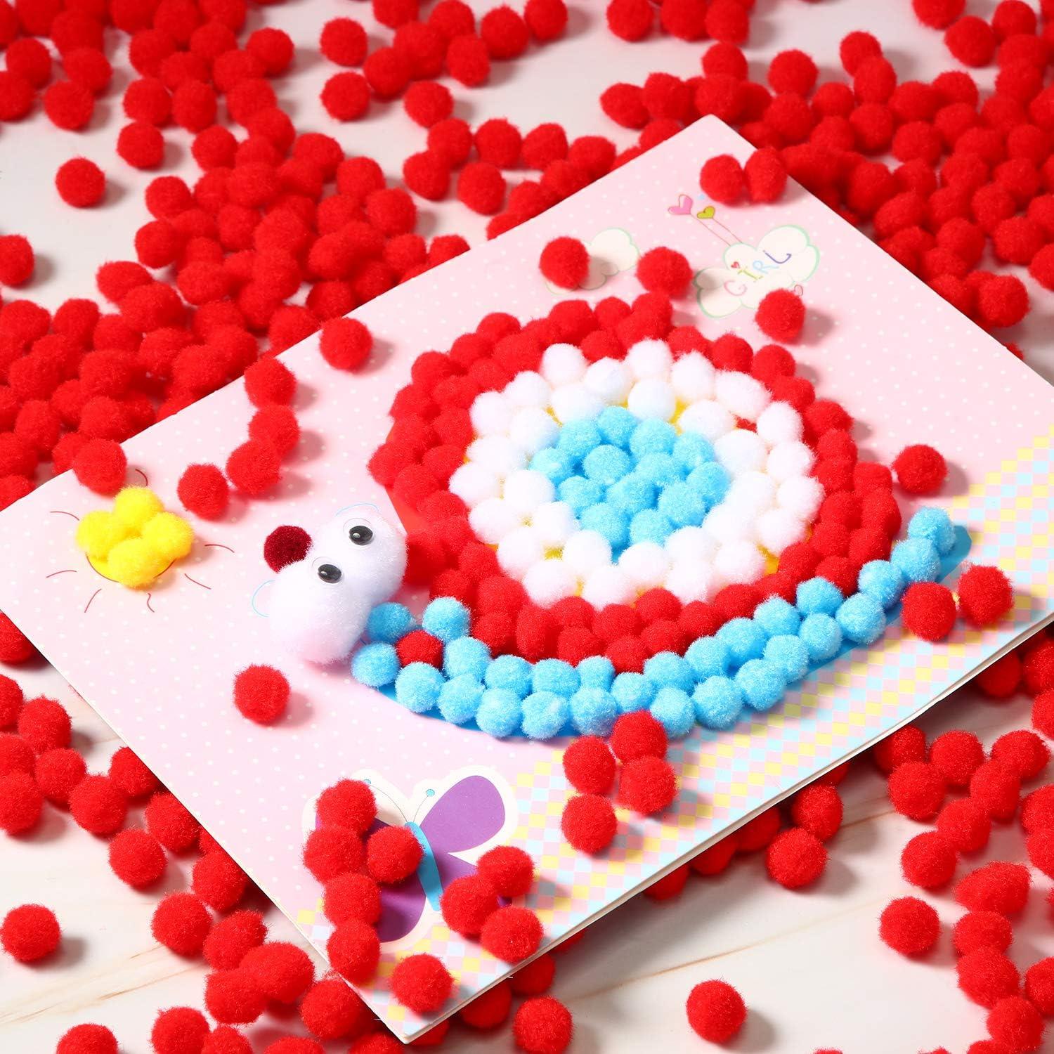 imageShappy 500 Pieces 1 Inch Pom Pom Crafts Balls for DIY Creative Pompoms Decorations Project Hobby Supplies Party DecorationsLight BlueRed