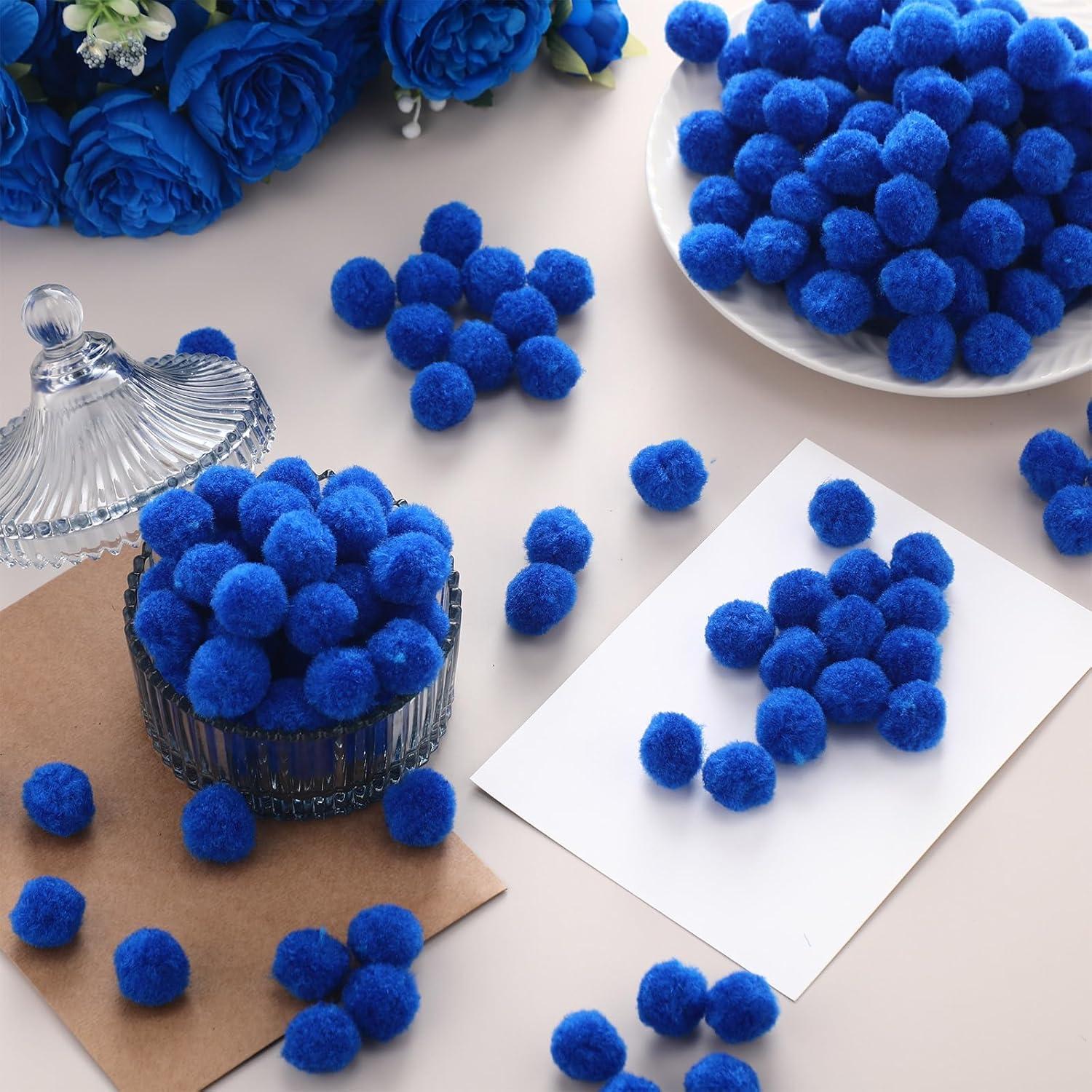 imageShappy 500 Pieces 1 Inch Pom Pom Crafts Balls for DIY Creative Pompoms Decorations Project Hobby Supplies Party DecorationsLight BlueRoyal Blue