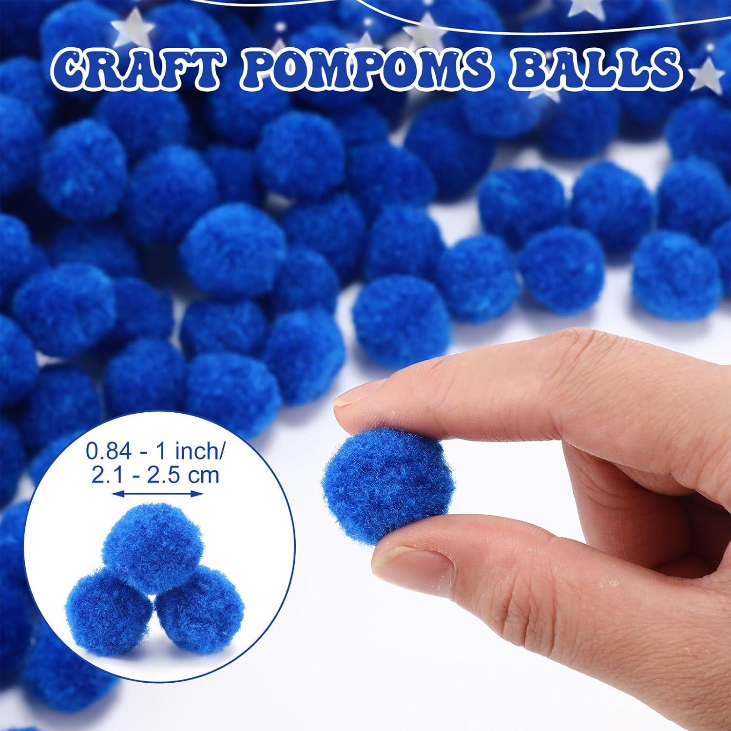 imageShappy 500 Pieces 1 Inch Pom Pom Crafts Balls for DIY Creative Pompoms Decorations Project Hobby Supplies Party DecorationsLight BlueRoyal Blue
