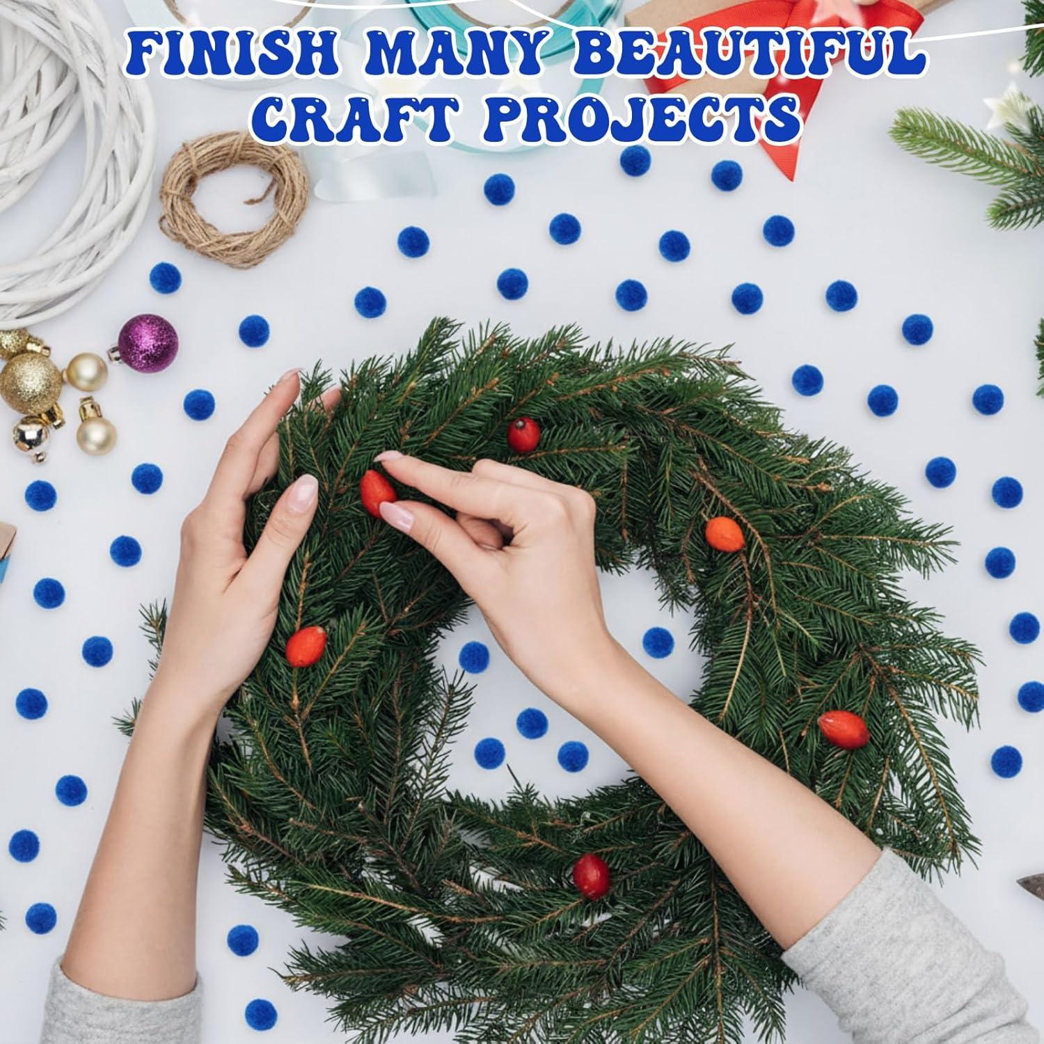 imageShappy 500 Pieces 1 Inch Pom Pom Crafts Balls for DIY Creative Pompoms Decorations Project Hobby Supplies Party DecorationsLight BlueRoyal Blue