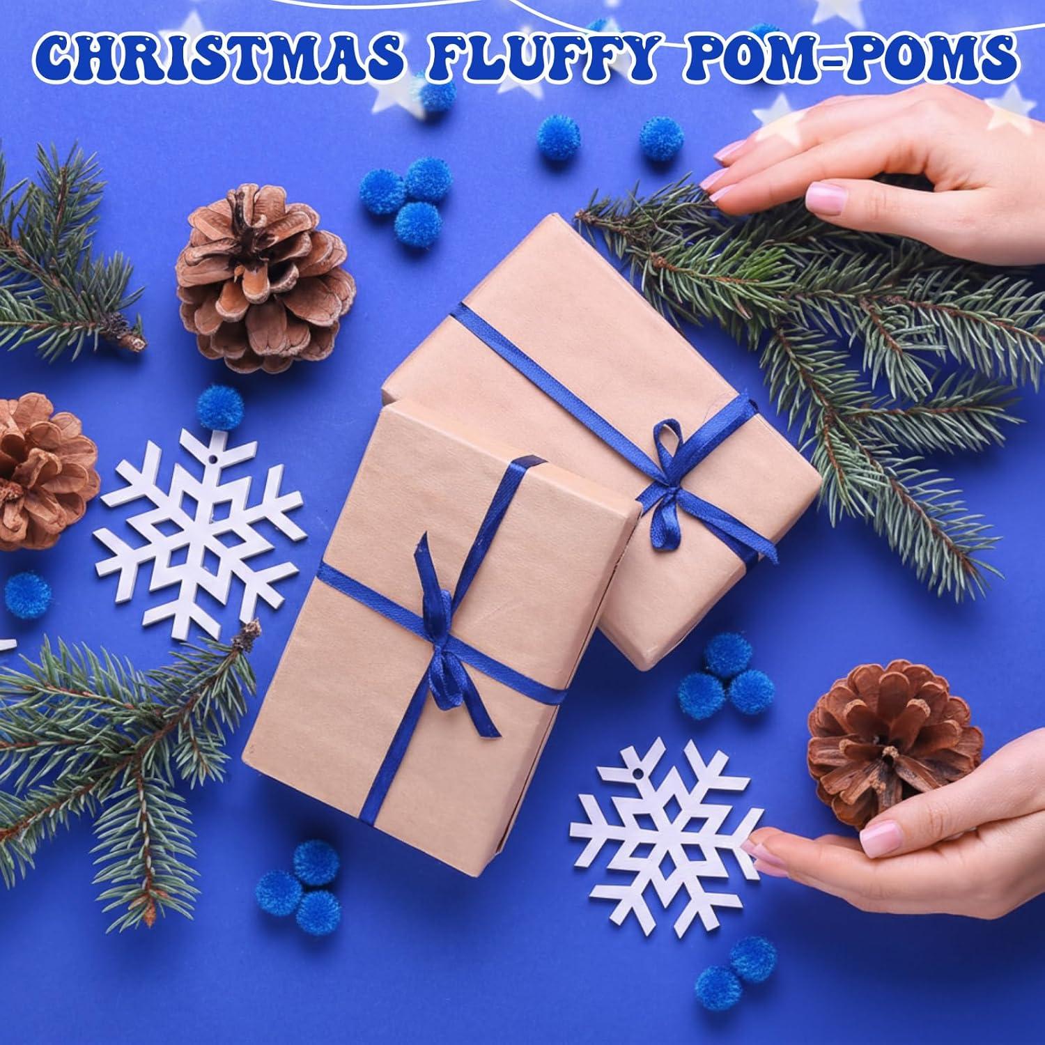 imageShappy 500 Pieces 1 Inch Pom Pom Crafts Balls for DIY Creative Pompoms Decorations Project Hobby Supplies Party DecorationsLight BlueRoyal Blue