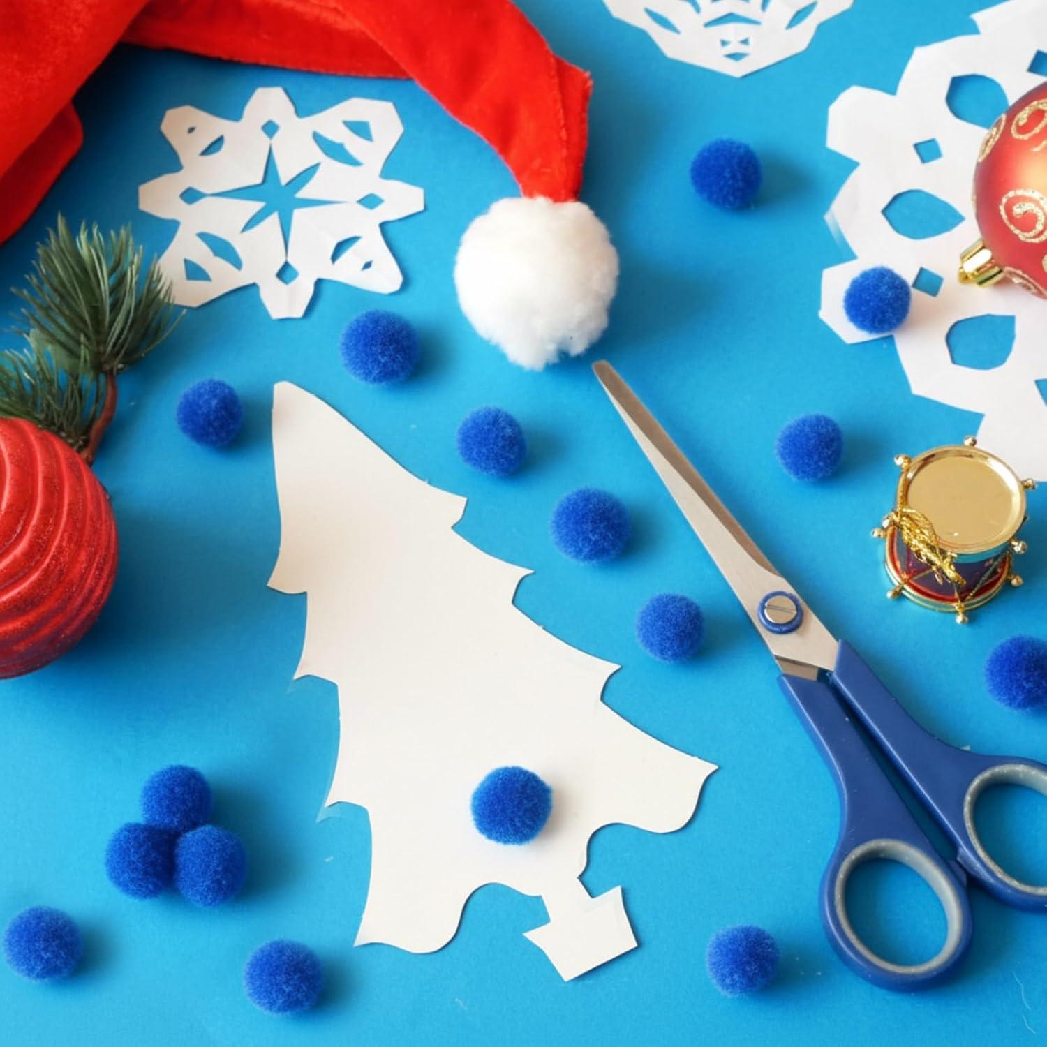 imageShappy 500 Pieces 1 Inch Pom Pom Crafts Balls for DIY Creative Pompoms Decorations Project Hobby Supplies Party DecorationsLight BlueRoyal Blue