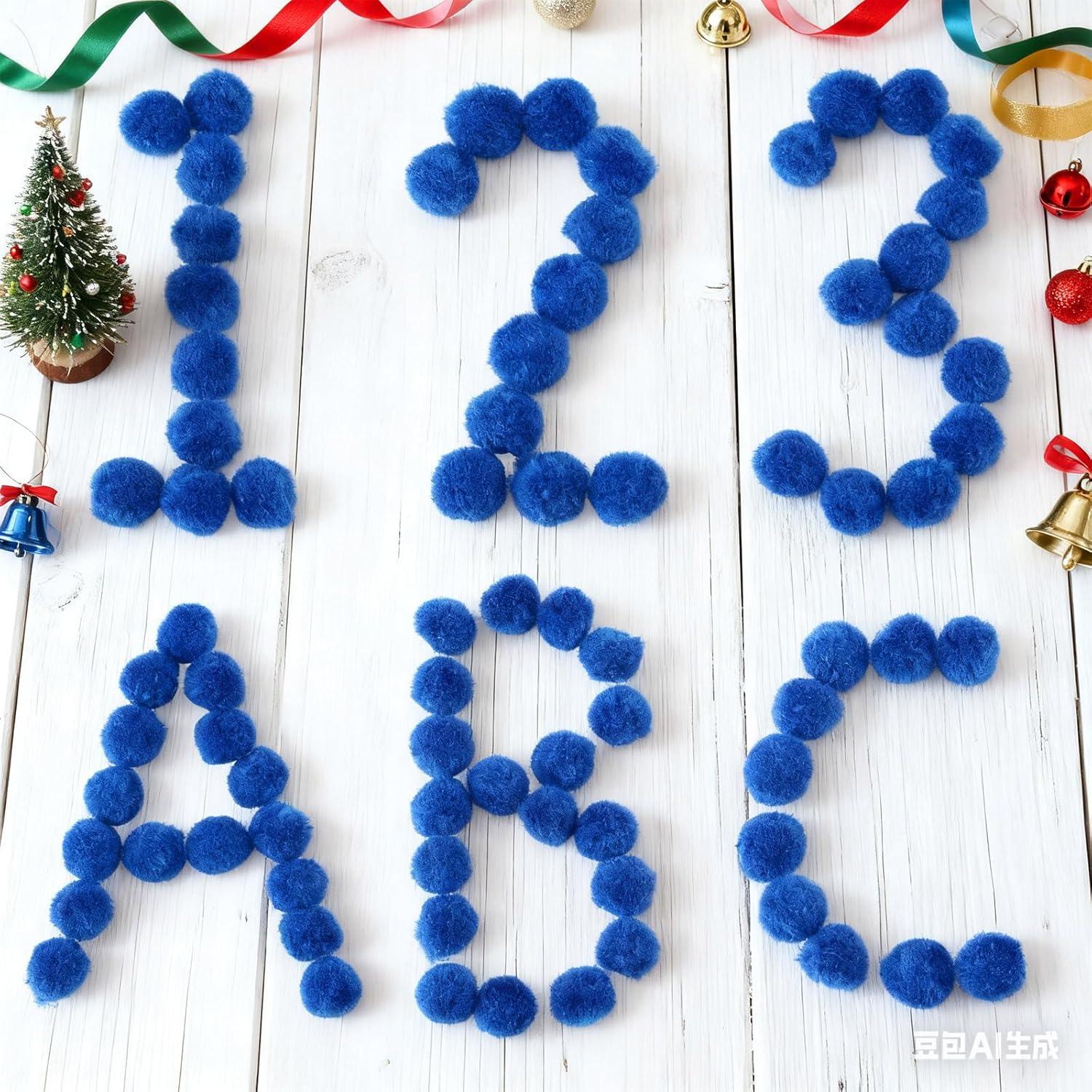 imageShappy 500 Pieces 1 Inch Pom Pom Crafts Balls for DIY Creative Pompoms Decorations Project Hobby Supplies Party DecorationsLight BlueRoyal Blue