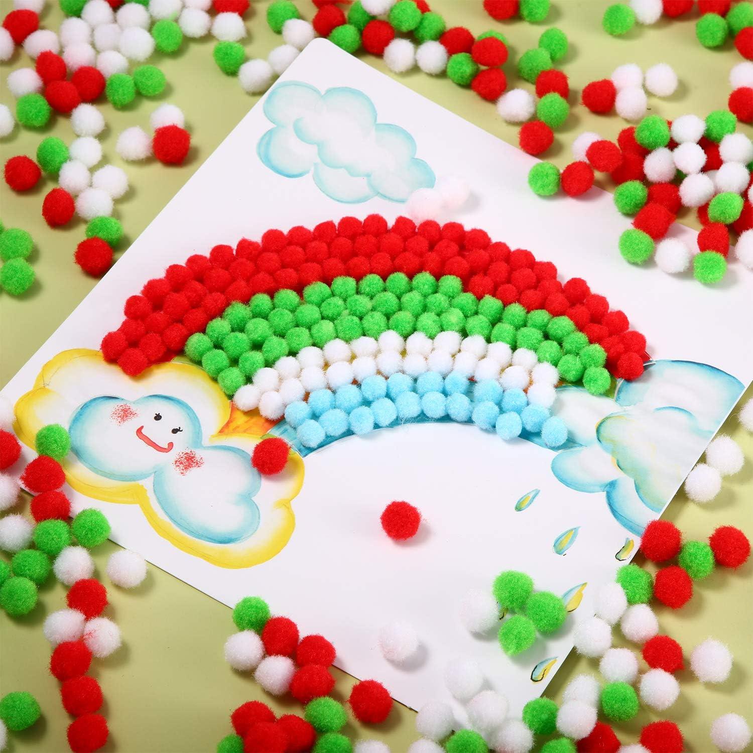 imageShappy 500 Pieces 1 Inch Pom Pom Crafts Balls for DIY Creative Pompoms Decorations Project Hobby Supplies Party DecorationsLight BlueWhite Fruit Green Red