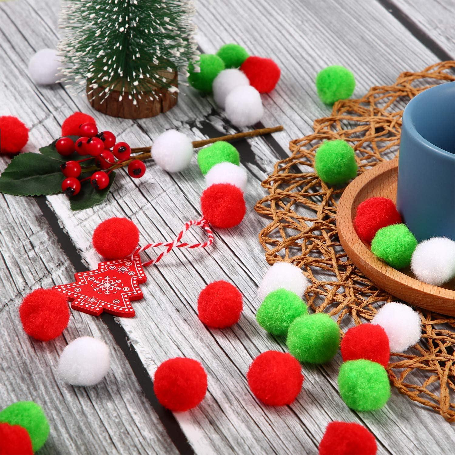 imageShappy 500 Pieces 1 Inch Pom Pom Crafts Balls for DIY Creative Pompoms Decorations Project Hobby Supplies Party DecorationsLight BlueWhite Fruit Green Red
