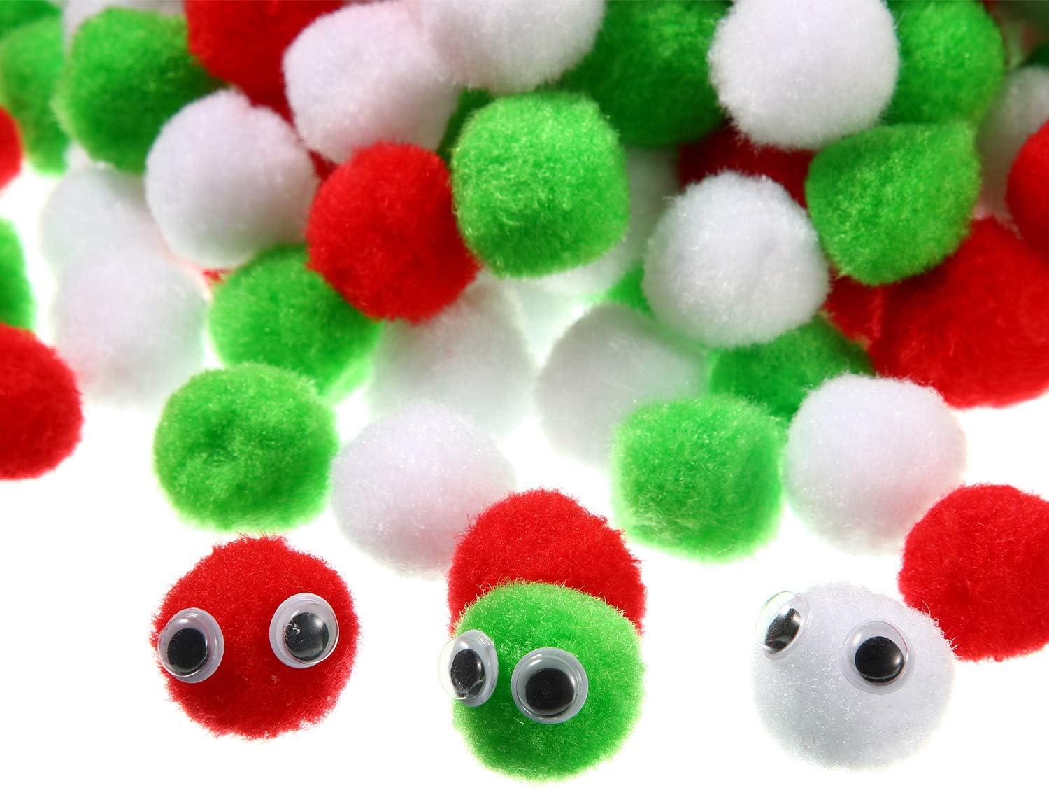 imageShappy 500 Pieces 1 Inch Pom Pom Crafts Balls for DIY Creative Pompoms Decorations Project Hobby Supplies Party DecorationsLight BlueWhite Fruit Green Red
