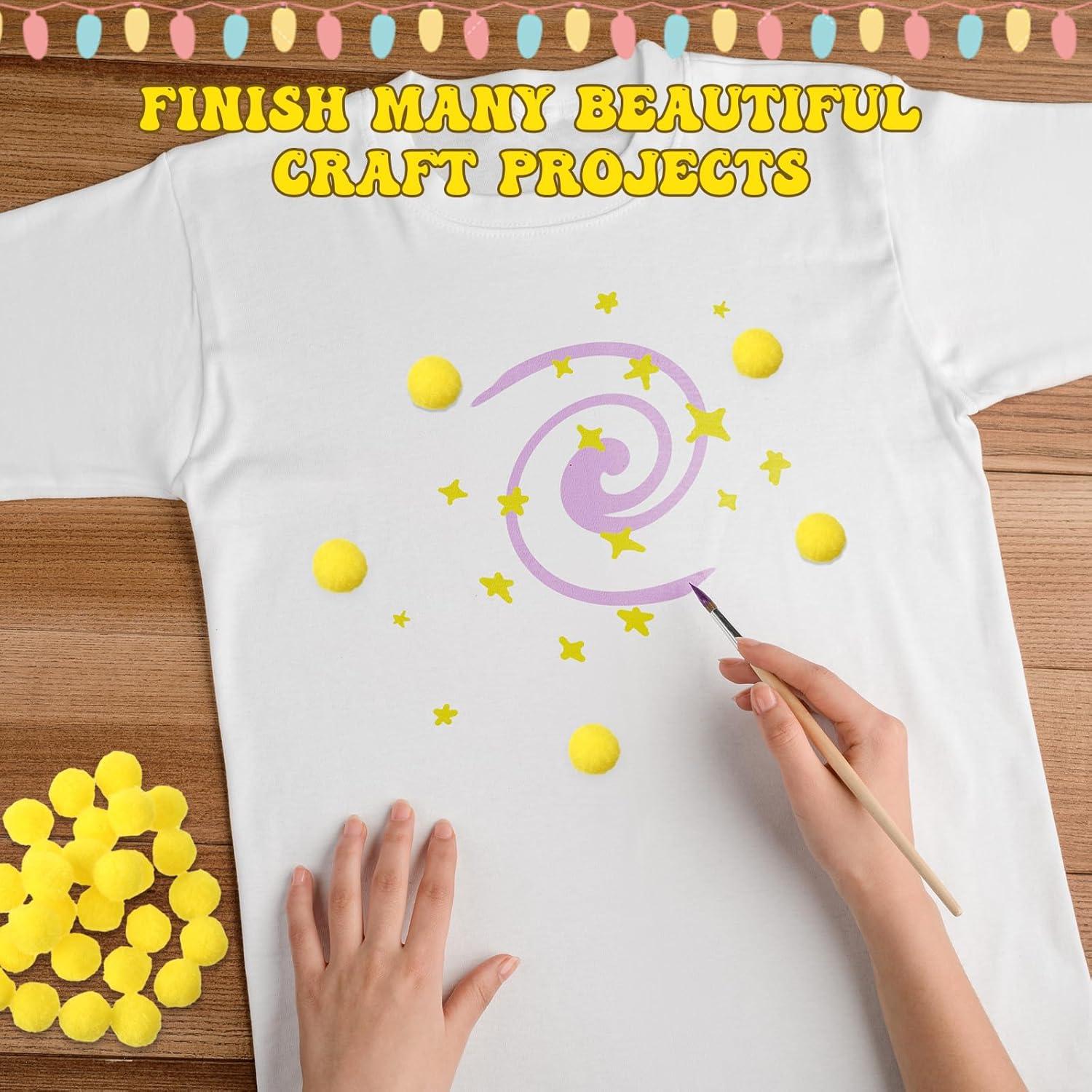 imageShappy 500 Pieces 1 Inch Pom Pom Crafts Balls for DIY Creative Pompoms Decorations Project Hobby Supplies Party DecorationsLight BlueYellow