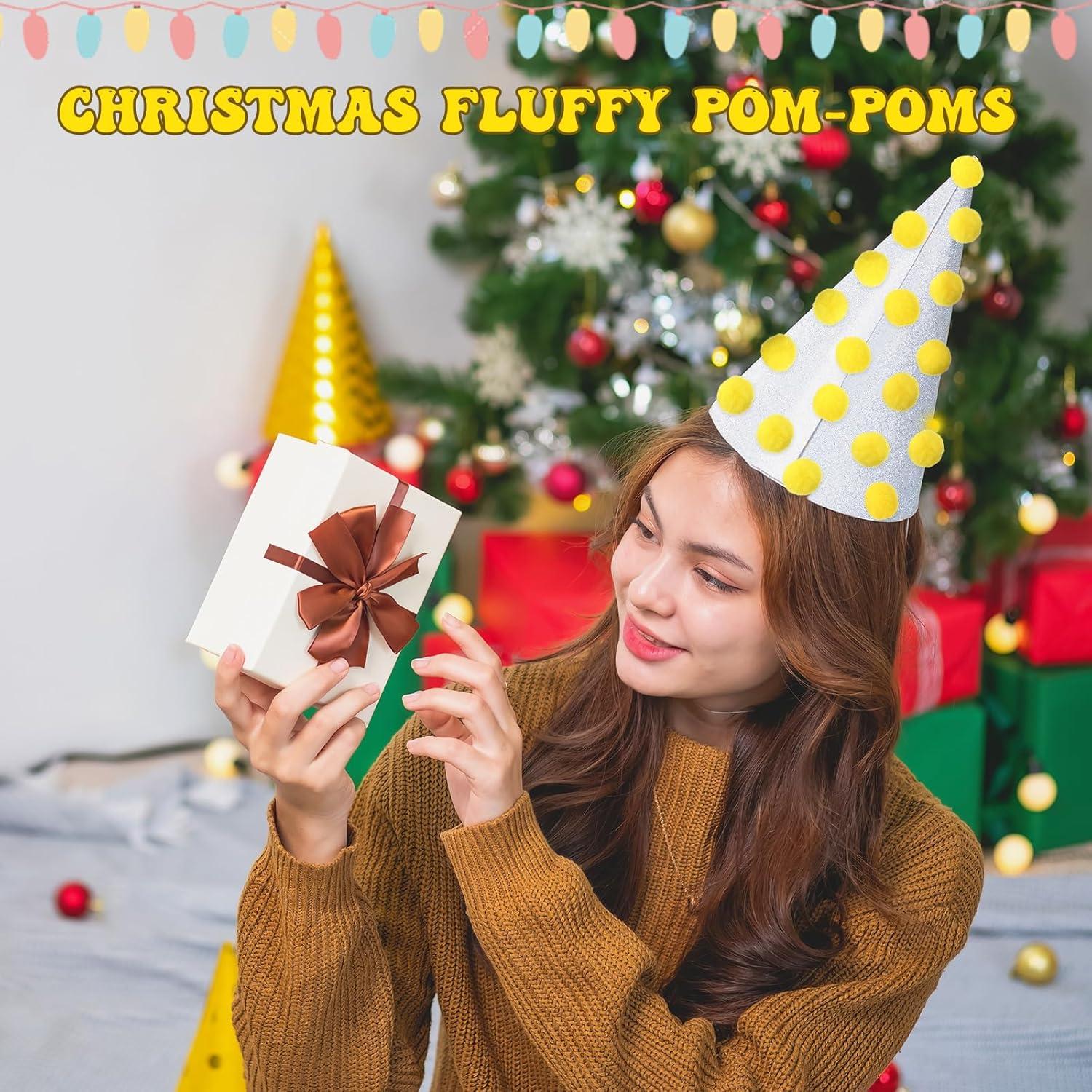 imageShappy 500 Pieces 1 Inch Pom Pom Crafts Balls for DIY Creative Pompoms Decorations Project Hobby Supplies Party DecorationsLight BlueYellow