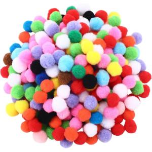 Shappy 500 Pieces 1 Inch Pom Pom Crafts Balls for DIY Creative Pompoms Decorations Project Hobby Supplies Party Decorations(Light Blue)(Colorful)