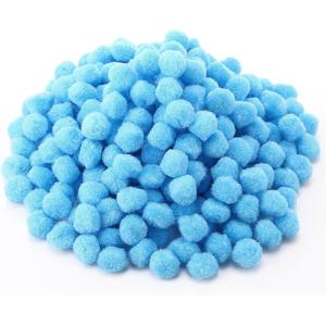 Shappy 500 Pieces 1 Inch Pom Pom Crafts Balls for DIY Creative Pompoms Decorations Project Hobby Supplies Party Decorations(Light Blue)(Light Blue)