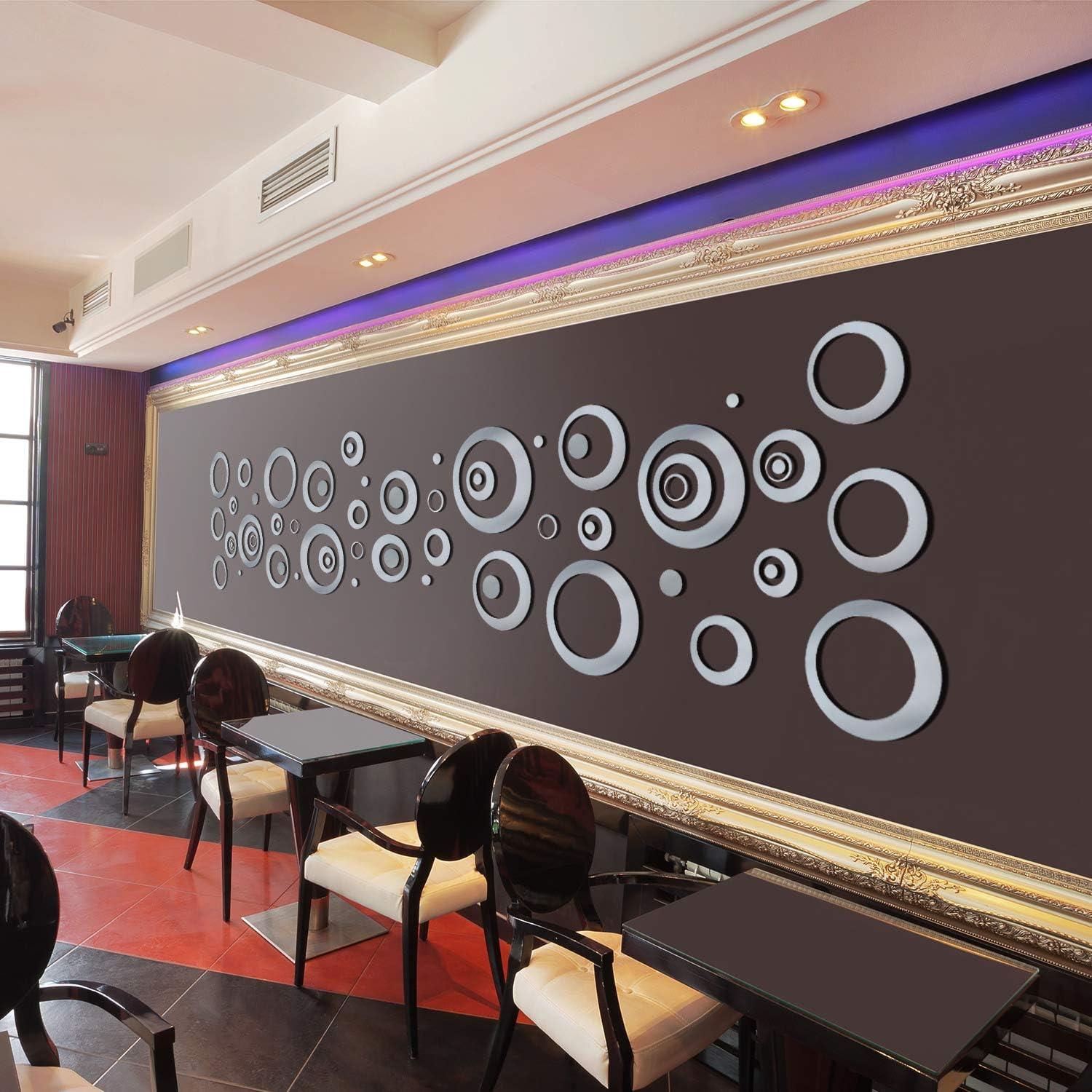 imageShappy 72 Pieces Removable Round Mirror Wall Decal Circle Wall Mirror Stickers Silver Acrylic Decals for Living Room Bedroom Home Wedding Office Home Decor 25135 cm
