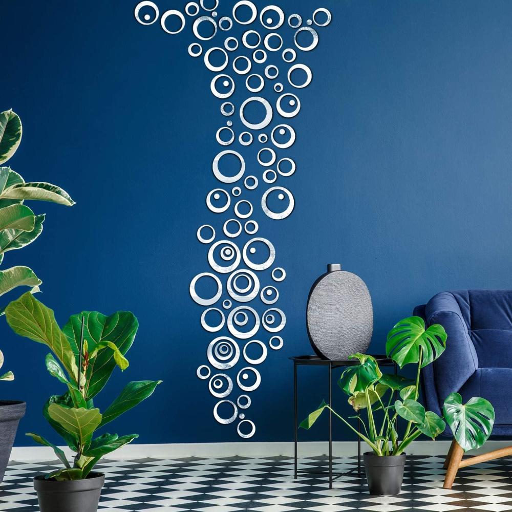 imageShappy 72 Pieces Removable Round Mirror Wall Decal Circle Wall Mirror Stickers Silver Acrylic Decals for Living Room Bedroom Home Wedding Office Home Decor 25135 cm