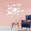 imageShappy 33 Pcs Removable Acrylic Heart Mirror Wall Sticker Love Heart Mirror Tiles Decal for Home Bedroom Living Room Bathroom Kitchen Wedding Decor