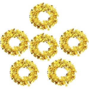 Shappy 147.6 ft Star Garland Wired Christmas Tinsel Garland for Tree Metallic Small Mini, 6 Rolls for Decorations (Multicolor)(Gold)