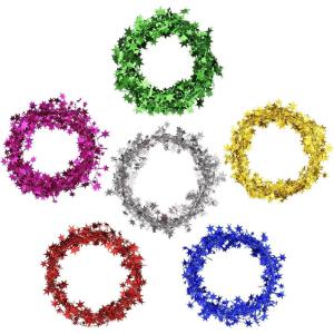 Shappy 147.6 ft Star Garland Wired Christmas Tinsel Garland for Tree Metallic Small Mini, 6 Rolls for Decorations (Multicolor)(Multi Color)