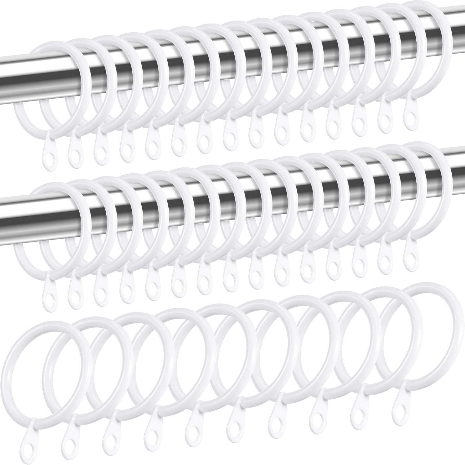 image:imageShappy 40 Pack Metal Drapery Curtain Rod Rings with Eyelets Internal Diameter 15in Fits up to 11in Rod Hanging Drape Sliding Eyelet Black Rings for Window Door Shower BathroomWhite