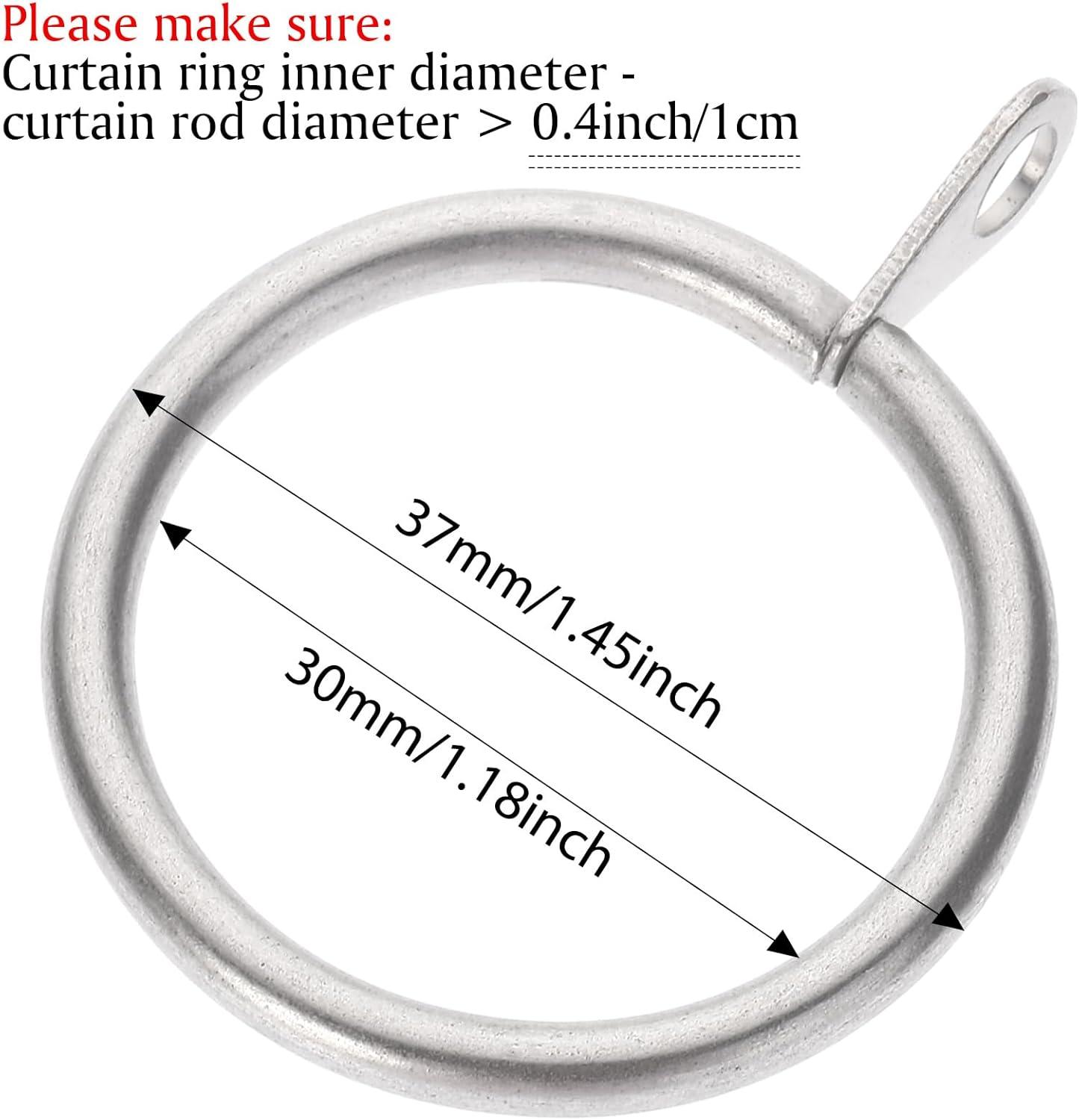 image:imageShappy 40 Pack Metal Drapery Curtain Rod Rings with Eyelets Internal Diameter 15in Fits up to 11in Rod Hanging Drape Sliding Eyelet Black Rings for Window Door Shower BathroomGray