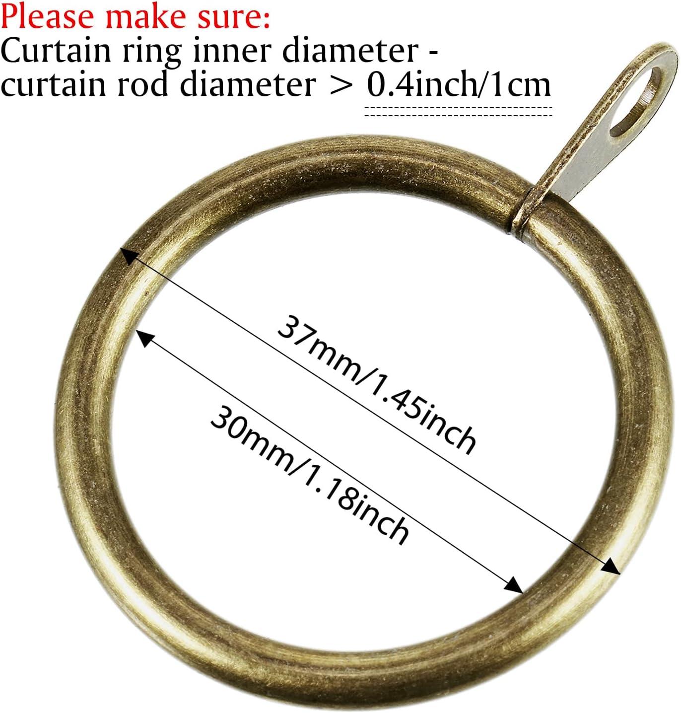 image:imageShappy 40 Pack Metal Drapery Curtain Rod Rings with Eyelets Internal Diameter 15in Fits up to 11in Rod Hanging Drape Sliding Eyelet Black Rings for Window Door Shower BathroomGreen Brass