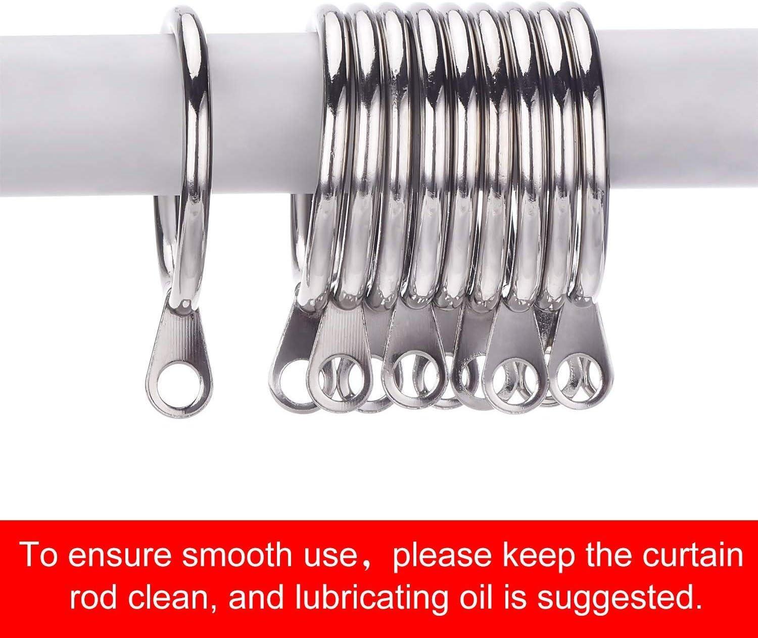 image:imageShappy 40 Pack Metal Drapery Curtain Rod Rings with Eyelets Internal Diameter 15in Fits up to 11in Rod Hanging Drape Sliding Eyelet Black Rings for Window Door Shower BathroomSilver
