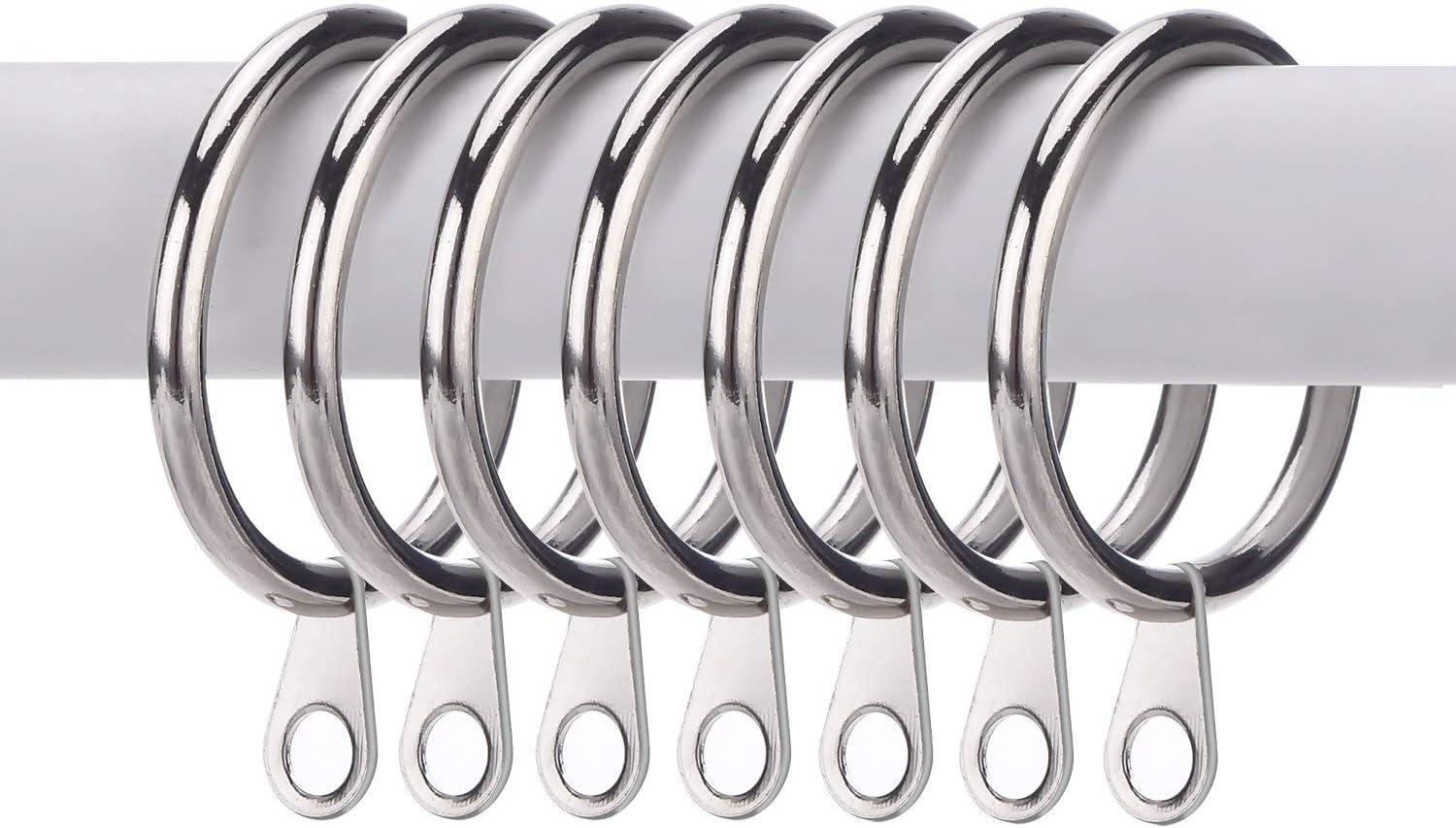image:imageShappy 40 Pack Metal Drapery Curtain Rod Rings with Eyelets Internal Diameter 15in Fits up to 11in Rod Hanging Drape Sliding Eyelet Black Rings for Window Door Shower BathroomSilver