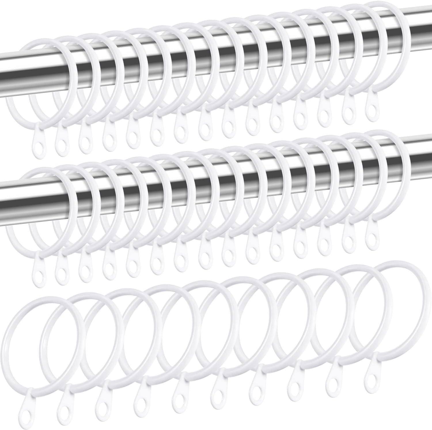 image:imageShappy 40 Pack Metal Drapery Curtain Rod Rings with Eyelets Internal Diameter 15in Fits up to 11in Rod Hanging Drape Sliding Eyelet Black Rings for Window Door Shower BathroomWhite