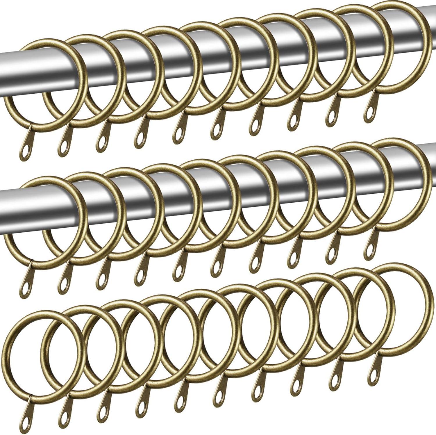 image:imageShappy 40 Pack Metal Drapery Curtain Rod Rings with Eyelets Internal Diameter 15in Fits up to 11in Rod Hanging Drape Sliding Eyelet Black Rings for Window Door Shower BathroomGreen Brass