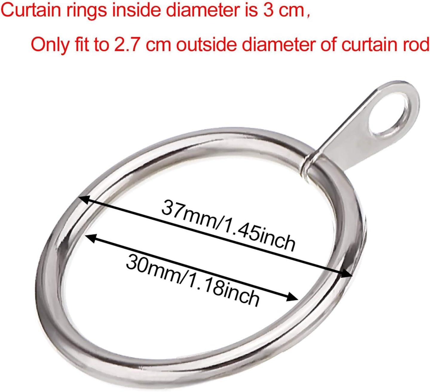 image:imageShappy 40 Pack Metal Drapery Curtain Rod Rings with Eyelets Internal Diameter 15in Fits up to 11in Rod Hanging Drape Sliding Eyelet Black Rings for Window Door Shower BathroomSilver